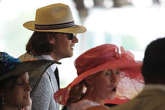 LOUISVILLE, KY - MAY 07:  Professional Football Player Tom Brady watches the 137th Kentucky Derby at Churchill Downs on May 7, 2011 in Louisville, Kentucky.  (Photo by Michael Loccisano/Getty Images)