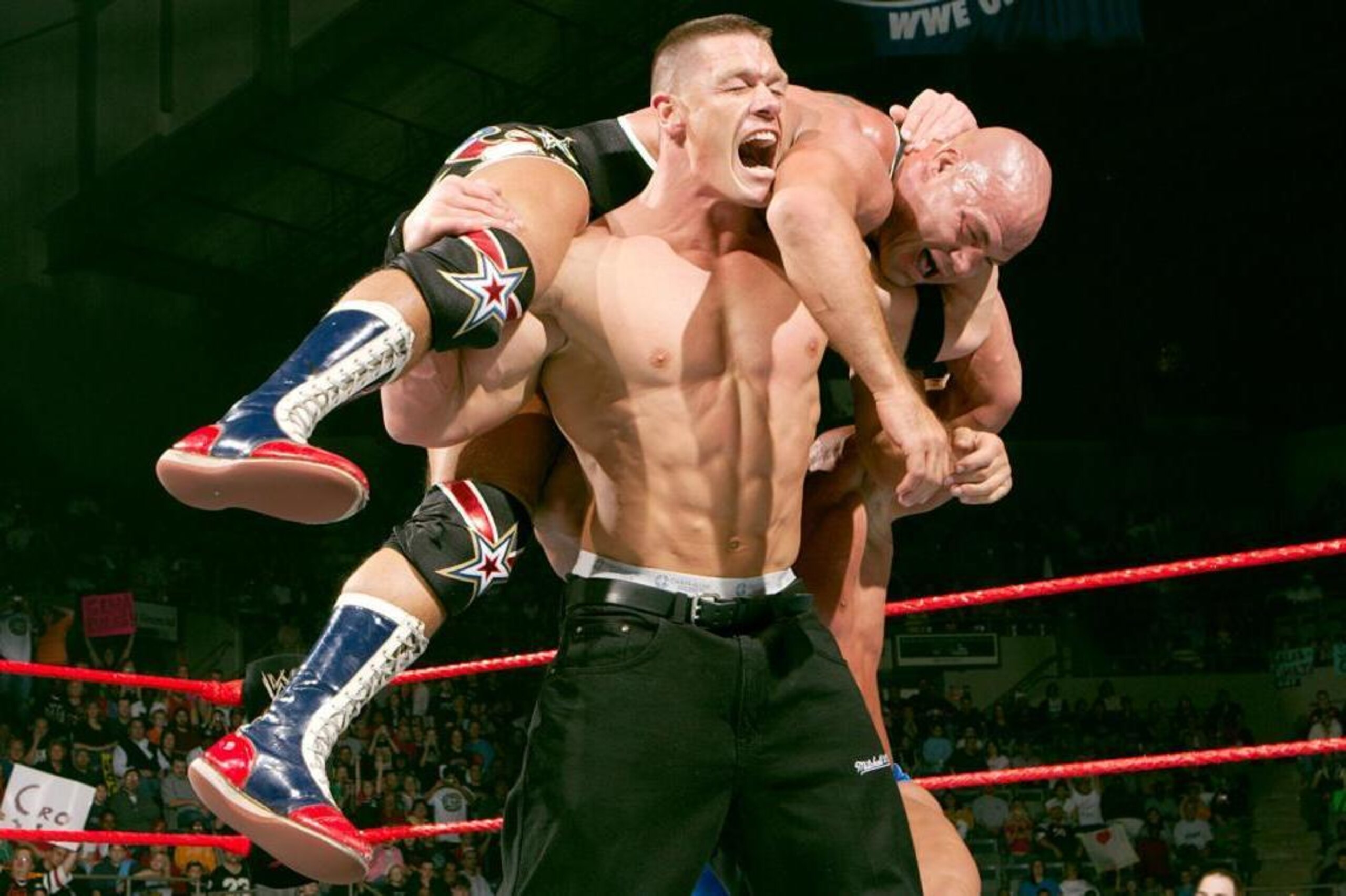 John Cena tangles with Kurt Angle.