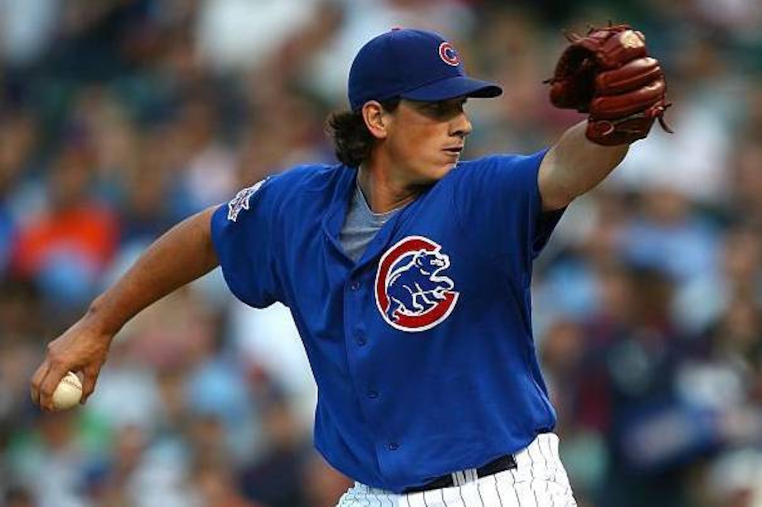 CHICAGO - AUGUST 12: Jeff Samardzija #29 of the Chicago Cubs throws a pitch in his first Major League start against the Philadelphia Phillies on August 12, 2009 at Wrigley Field in Chicago, Illinois. The Phillies defeated the Cubs 12-5. (Photo by Jonathan