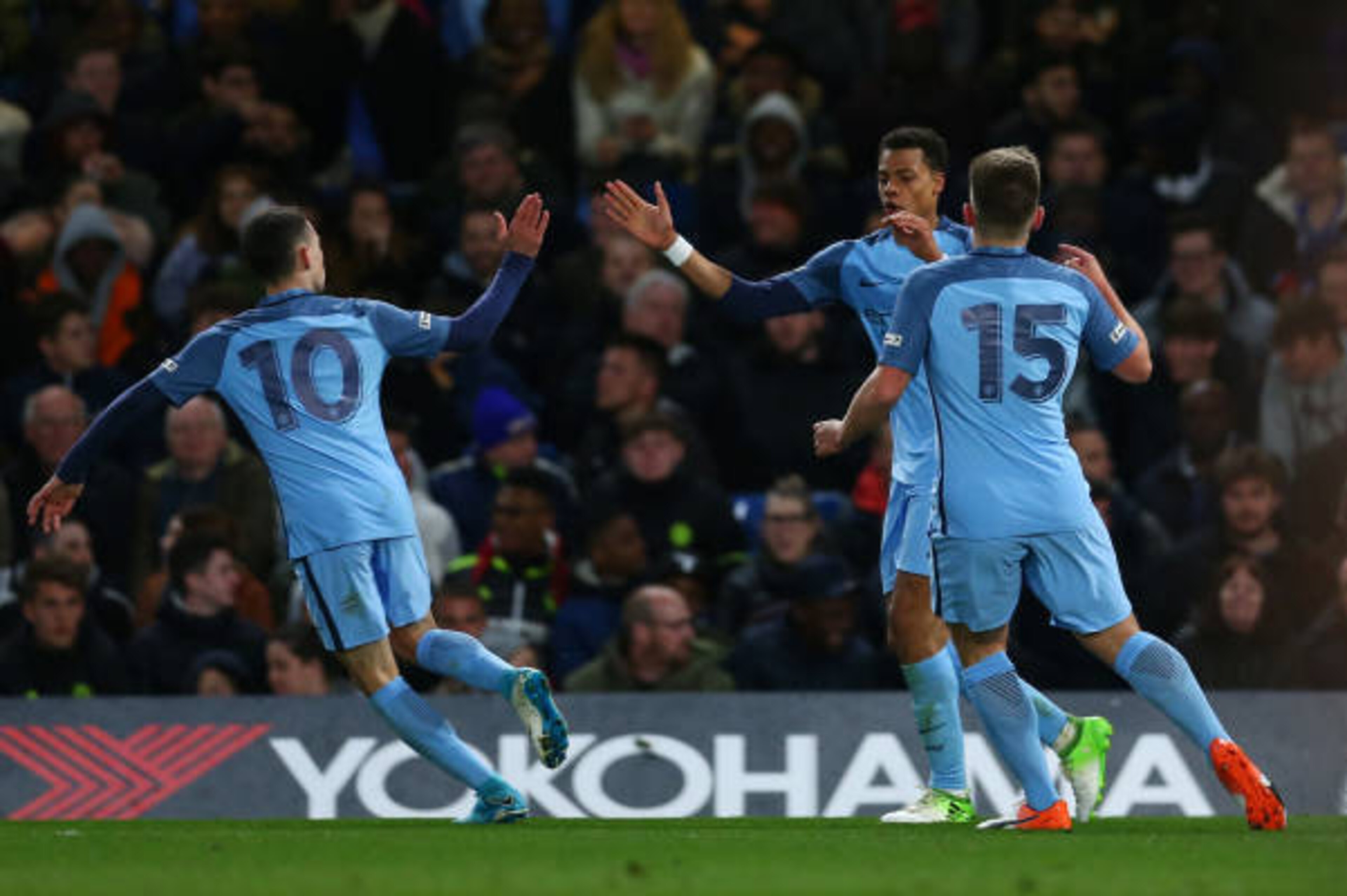 LONDON, ENGLAND - APRIL 26: Lukas Nmecha of Manchester City celebrates scoring his sides first goal with team mates during the FA Youth Cup Final, second leg between Chelsea and Mancherster City at Stamford Bridge on April 26, 2017 in London, England. LONDON, ENGLAND - APRIL 26: Lukas Nmecha of Manchester City celebrates scoring his sides first goal with team mates during the FA Youth Cup Final, second leg between Chelsea and Mancherster City at Stamford Bridge on April 26, 2017 in London, England.