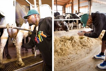 Bennett visits the Liberty Vall Dairy, located 45 minutes south of Green Bay where he milks a cow.