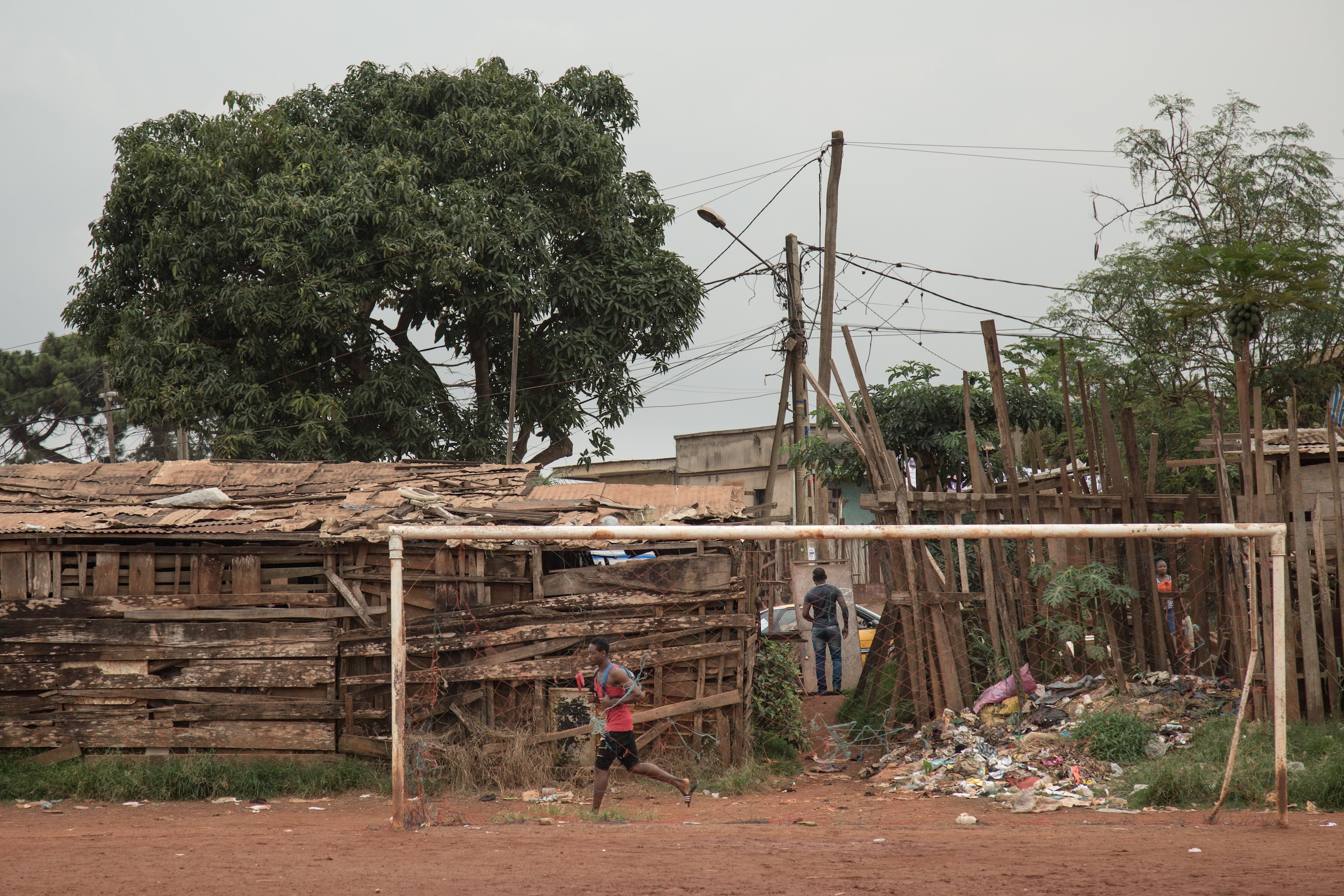 One of the goalposts at Anguissa.