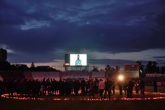 Dinamo fans gathered for a vigil on May 7, 2016, in memory of Ekeng.