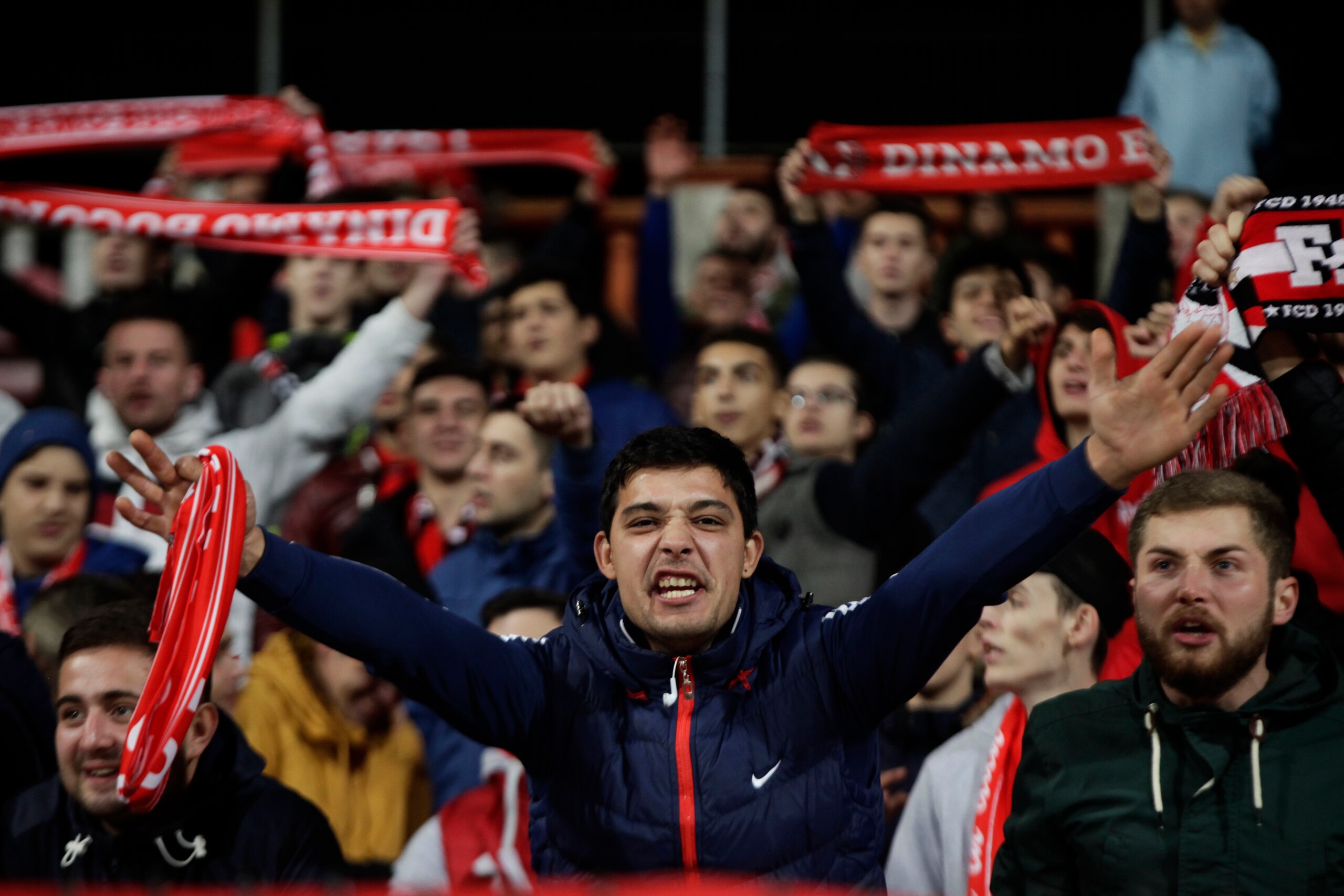 Dinamo fans support their team during a home match in October 2016.