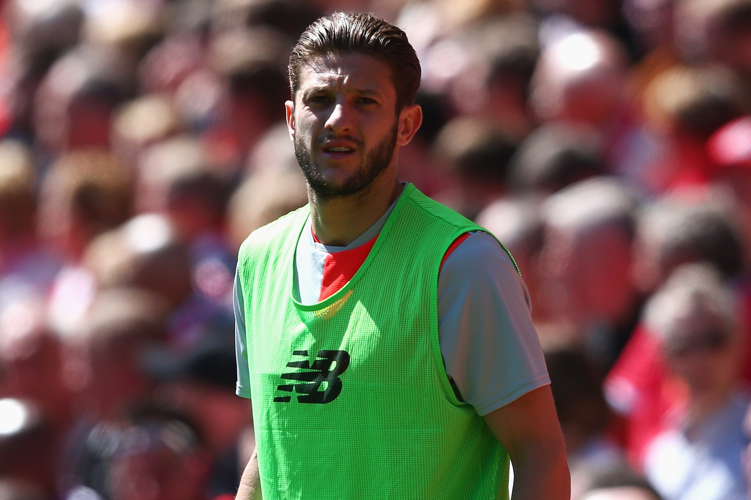 LIVERPOOL, ENGLAND - MAY 07: Adam Lallana of Liverpool warms up during the Premier League match between Liverpool and Southampton at Anfield on May 7, 2017 in Liverpool, England.  (Photo by Alex Livesey/Getty Images)