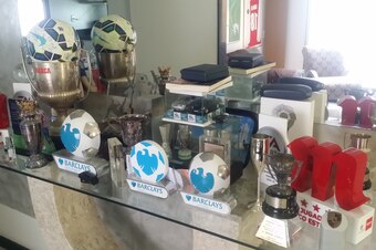 The trophy cabinet at Costa's family home in Lagarto