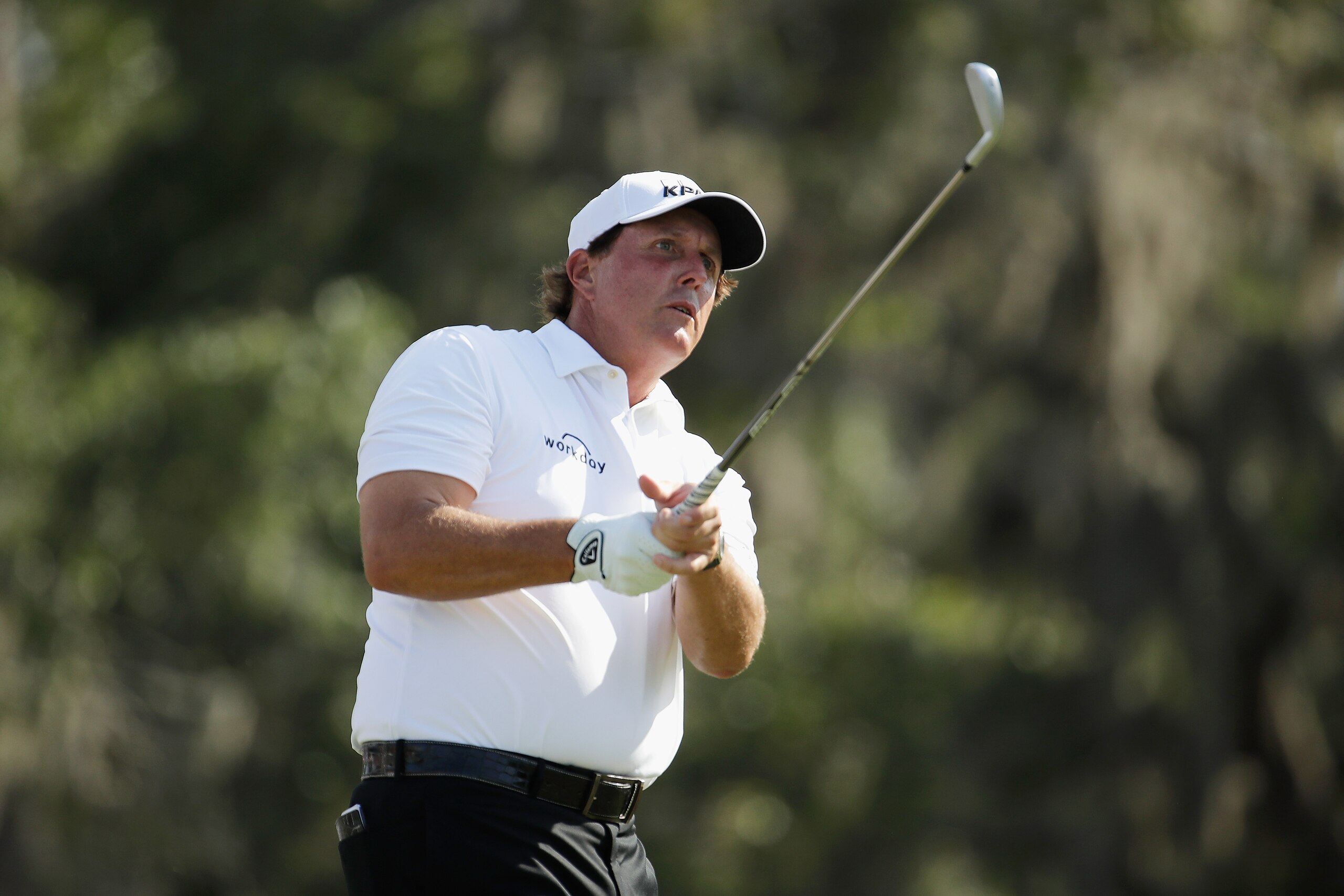 PONTE VEDRA BEACH, FL - MAY 12: Phil Mickelson of the United States plays his shot from the 12th tee during the second round of the THE PLAYERS Championship at the Stadium course at TPC Sawgrass on May 12, 2017 in Ponte Vedra Beach, Florida. (Photo by A PONTE VEDRA BEACH, FL - MAY 12: Phil Mickelson of the United States plays his shot from the 12th tee during the second round of the THE PLAYERS Championship at the Stadium course at TPC Sawgrass on May 12, 2017 in Ponte Vedra Beach, Florida. (Photo by A