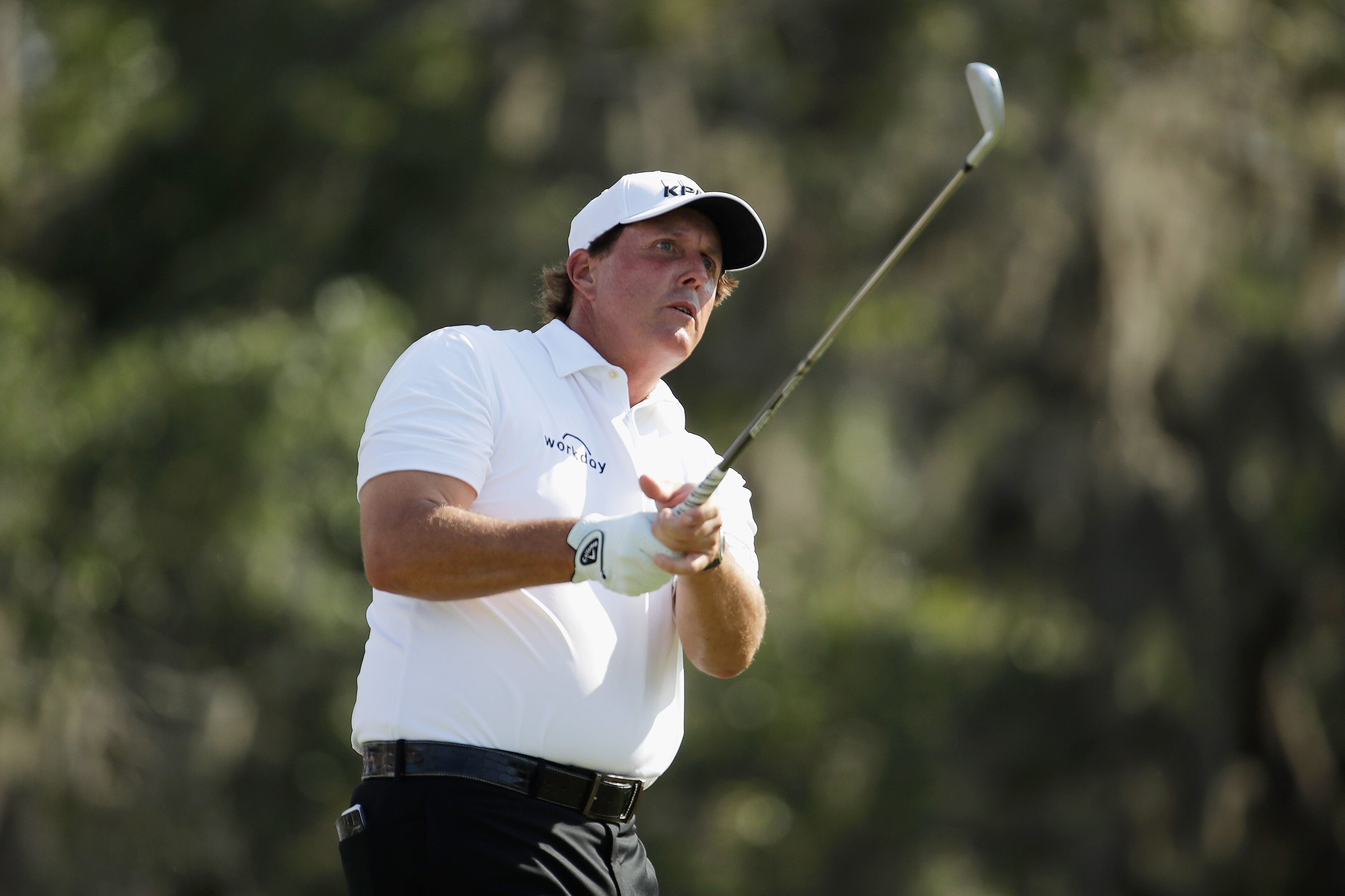 PONTE VEDRA BEACH, FL - MAY 12: Phil Mickelson of the United States plays his shot from the 12th tee during the second round of the THE PLAYERS Championship at the Stadium course at TPC Sawgrass on May 12, 2017 in Ponte Vedra Beach, Florida. (Photo by A PONTE VEDRA BEACH, FL - MAY 12: Phil Mickelson of the United States plays his shot from the 12th tee during the second round of the THE PLAYERS Championship at the Stadium course at TPC Sawgrass on May 12, 2017 in Ponte Vedra Beach, Florida. (Photo by A