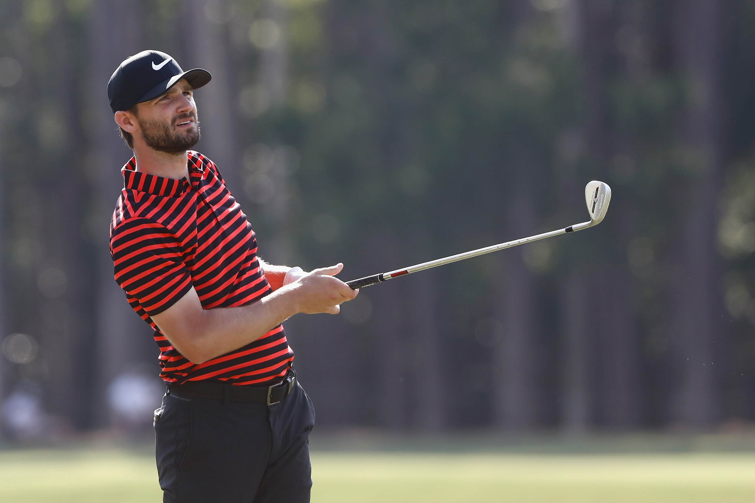 PONTE VEDRA BEACH, FL - MAY 12:  Kyle Stanley of the United States plays a shot on the seventh hole during the second round of the THE PLAYERS Championship at the Stadium course at TPC Sawgrass on May 12, 2017 in Ponte Vedra Beach, Florida.  (Photo by Sam