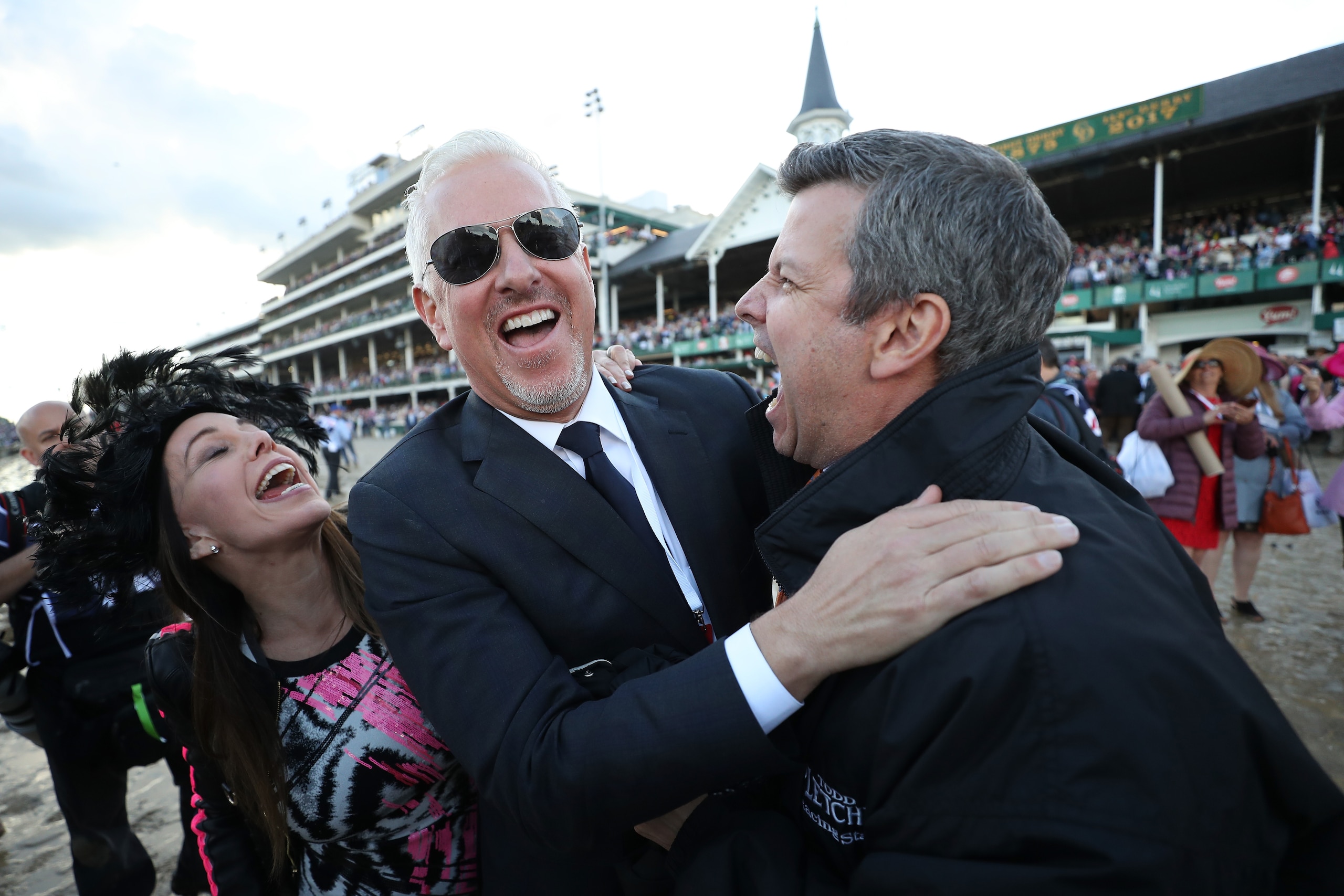 LOUISVILLE, KY - MAY 06:  Trainer Todd Pletcher, center, celebrates after Always Dreaming won the 143rd running of the Kentucky Derby at Churchill Downs on May 6, 2017 in Louisville, Kentucky.  (Photo by Rob Carr/Getty Images)