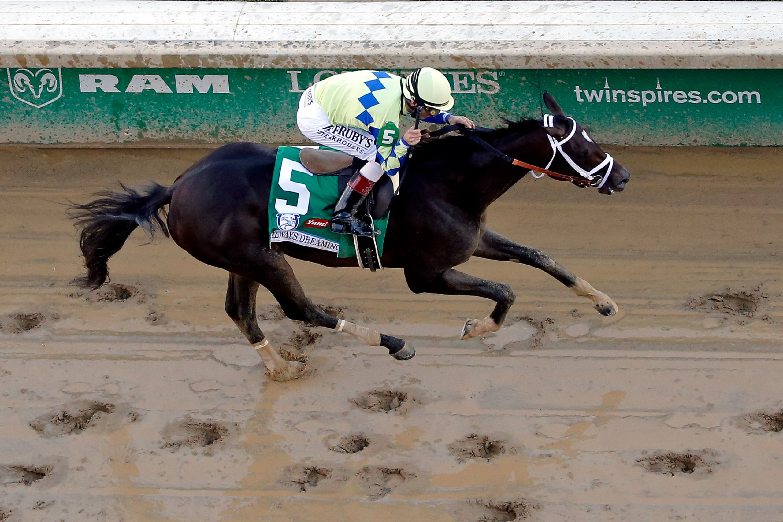 LOUISVILLE, KY - MAY 06: Always Dreaming #5, ridden by John Velazquez, wins the 143rd Kentucky Derby on Kentucky Derby Day at Churchill Downs on May 6, 2017 in Louisville, Kentucky. (Photo by Jon Durr/Eclipse Sportswire/Getty Images) LOUISVILLE, KY - MAY 06: Always Dreaming #5, ridden by John Velazquez, wins the 143rd Kentucky Derby on Kentucky Derby Day at Churchill Downs on May 6, 2017 in Louisville, Kentucky. (Photo by Jon Durr/Eclipse Sportswire/Getty Images)