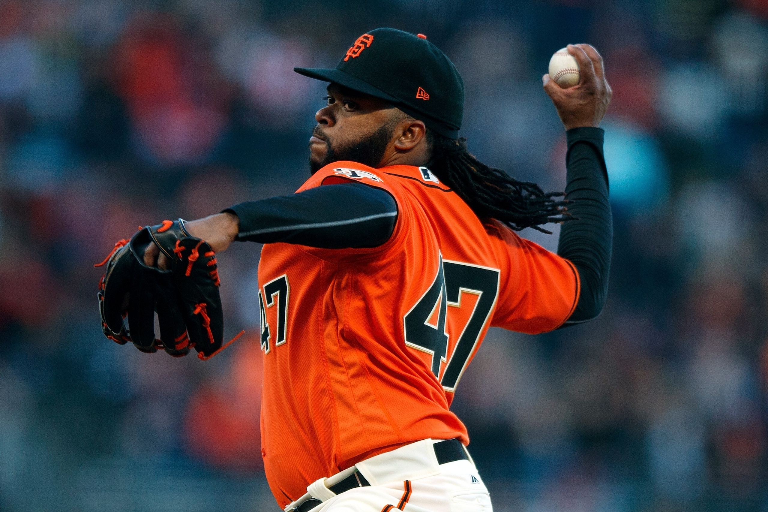 SAN FRANCISCO, CA - MAY 12: Johnny Cueto #47 of the San Francisco Giants pitches against the Cincinnati Reds during the first inning at AT&T Park on May 12, 2017 in San Francisco, California.  (Photo by Jason O. Watson/Getty Images)