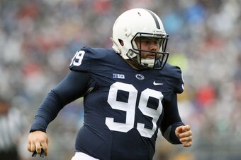 Oct 8, 2016; University Park, PA, USA; Penn State Nittany Lions kicker Joey Julius (99) during the second quarter against the Maryland Terrapins at Beaver Stadium. Penn State defeated Maryland 38-14. Mandatory Credit: Matthew O'Haren-USA TODAY Sports
