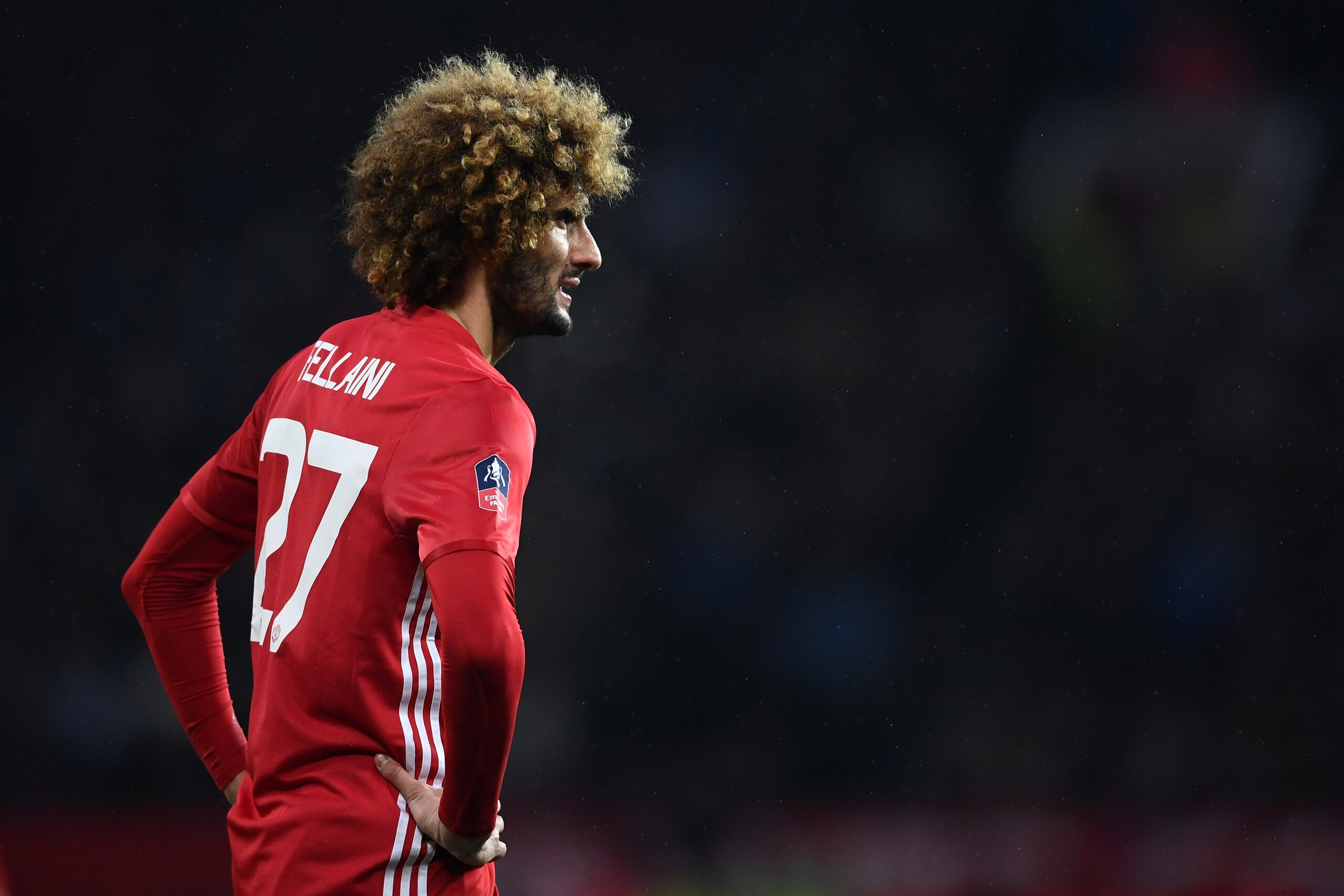 MANCHESTER, ENGLAND - JANUARY 29:  Marouane Fellani of Manchester United looks on during the Emirates FA Cup Fourth Round match between Manchester United and Wigan Athletic at Old Trafford on January 29, 2017 in Manchester, England.  (Photo by Laurence Gr