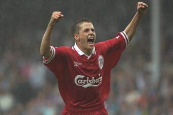 23 Aug 1997:  Michael Owen of Liverpool celebrates a goal during the FA Carling Premiership match against B''ackburn Rovers at Ewood Park in Blackburn, England \ Mandatory Credit: Gary M Prior/Allsport
