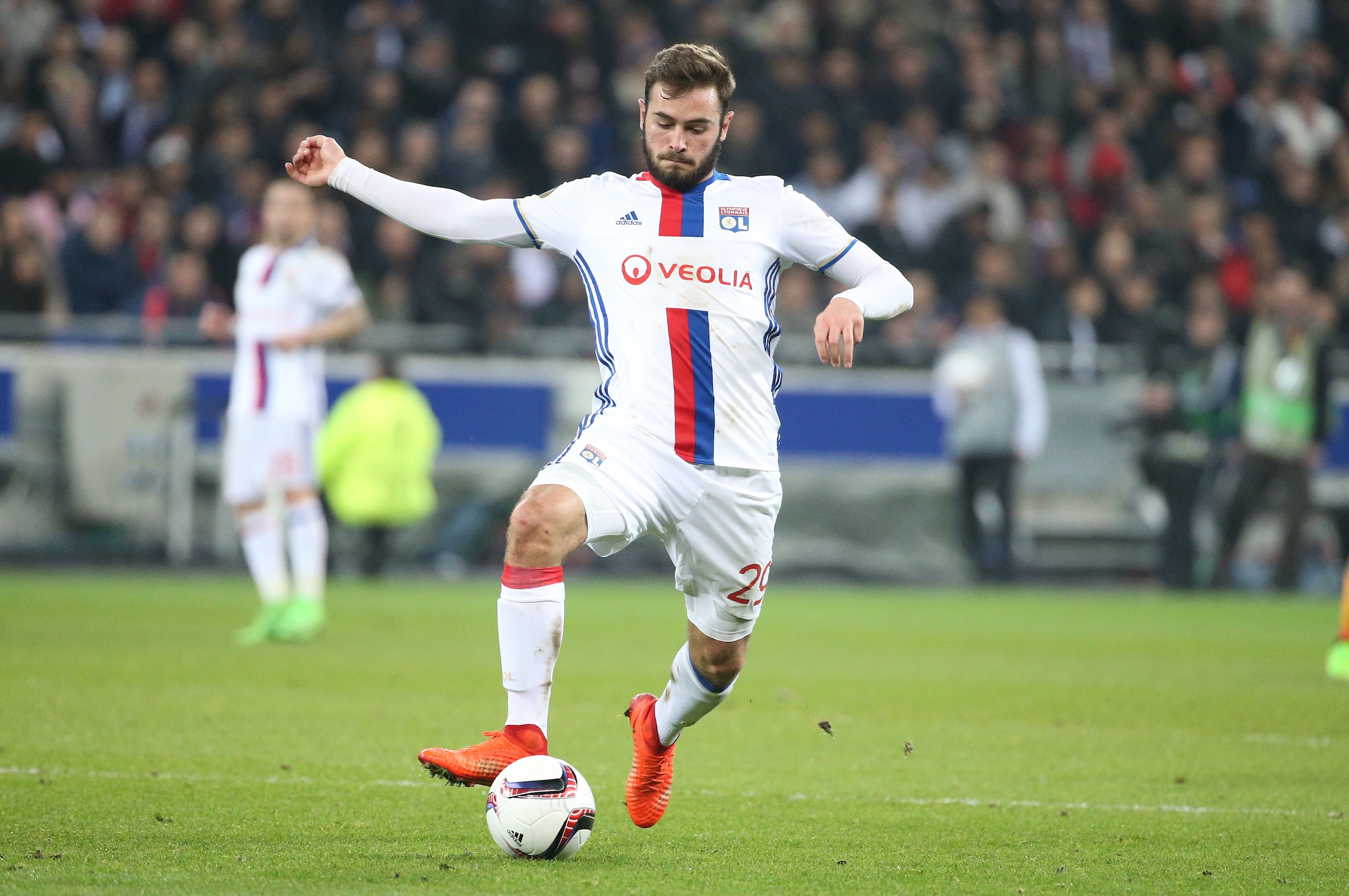 LYON, FRANCE - MARCH 9: Lucas Tousart of Lyon in action during the UEFA Europa League Round of 16 first leg match between Olympique Lyonnais (OL) and AS Roma at Parc OL on March 9, 2017 in Lyon, France. (Photo by Jean Catuffe/Getty Images) LYON, FRANCE - MARCH 9: Lucas Tousart of Lyon in action during the UEFA Europa League Round of 16 first leg match between Olympique Lyonnais (OL) and AS Roma at Parc OL on March 9, 2017 in Lyon, France. (Photo by Jean Catuffe/Getty Images)