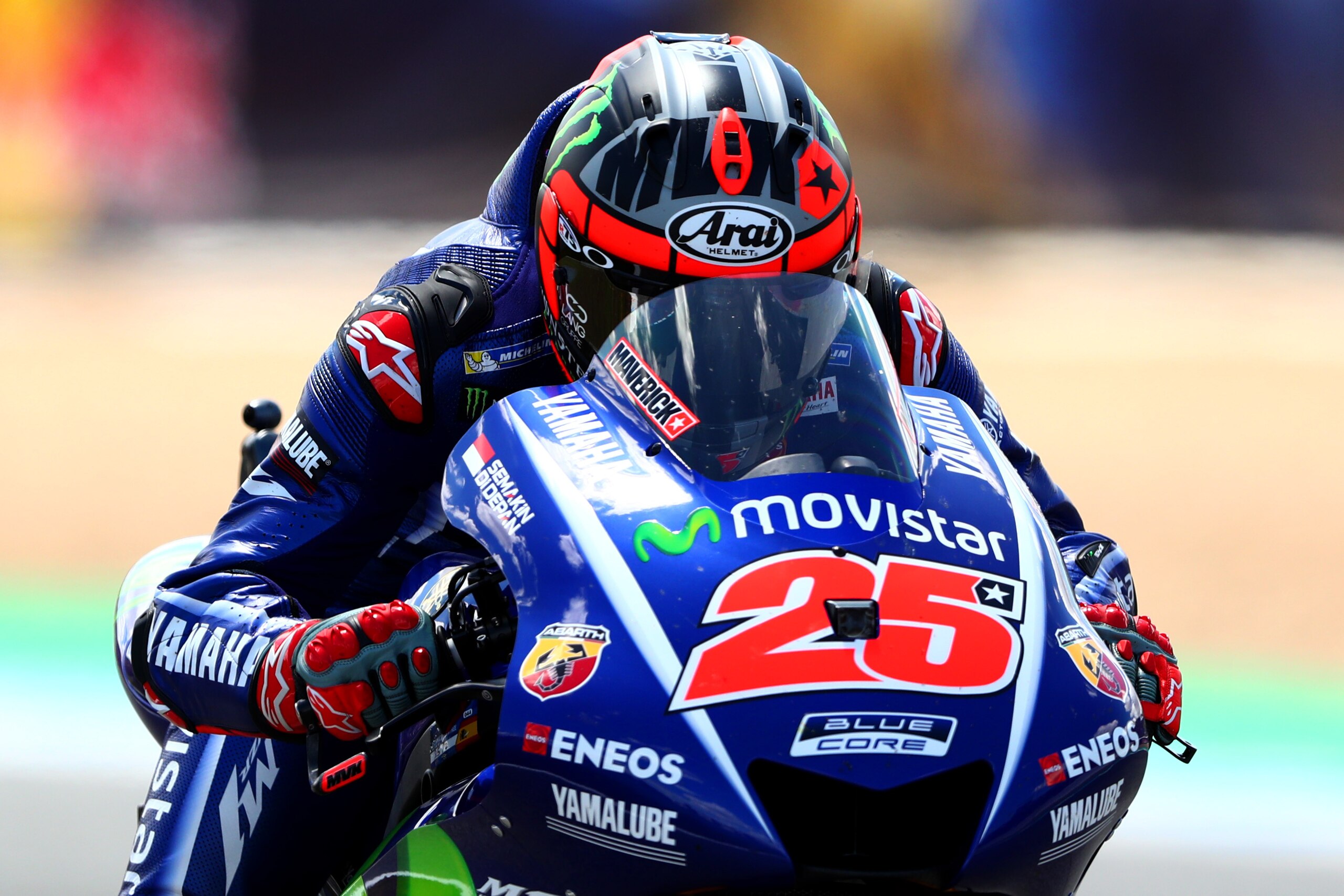 JEREZ DE LA FRONTERA, SPAIN - MAY 06:  Maverick Vinales of Spain and Movistar Yamaha MotoGP practises his start after qualifying for the MotoGP of Spain at Circuito de Jerez on May 6, 2017 in Jerez de la Frontera, Spain.  (Photo by Dan Istitene/Getty Imag