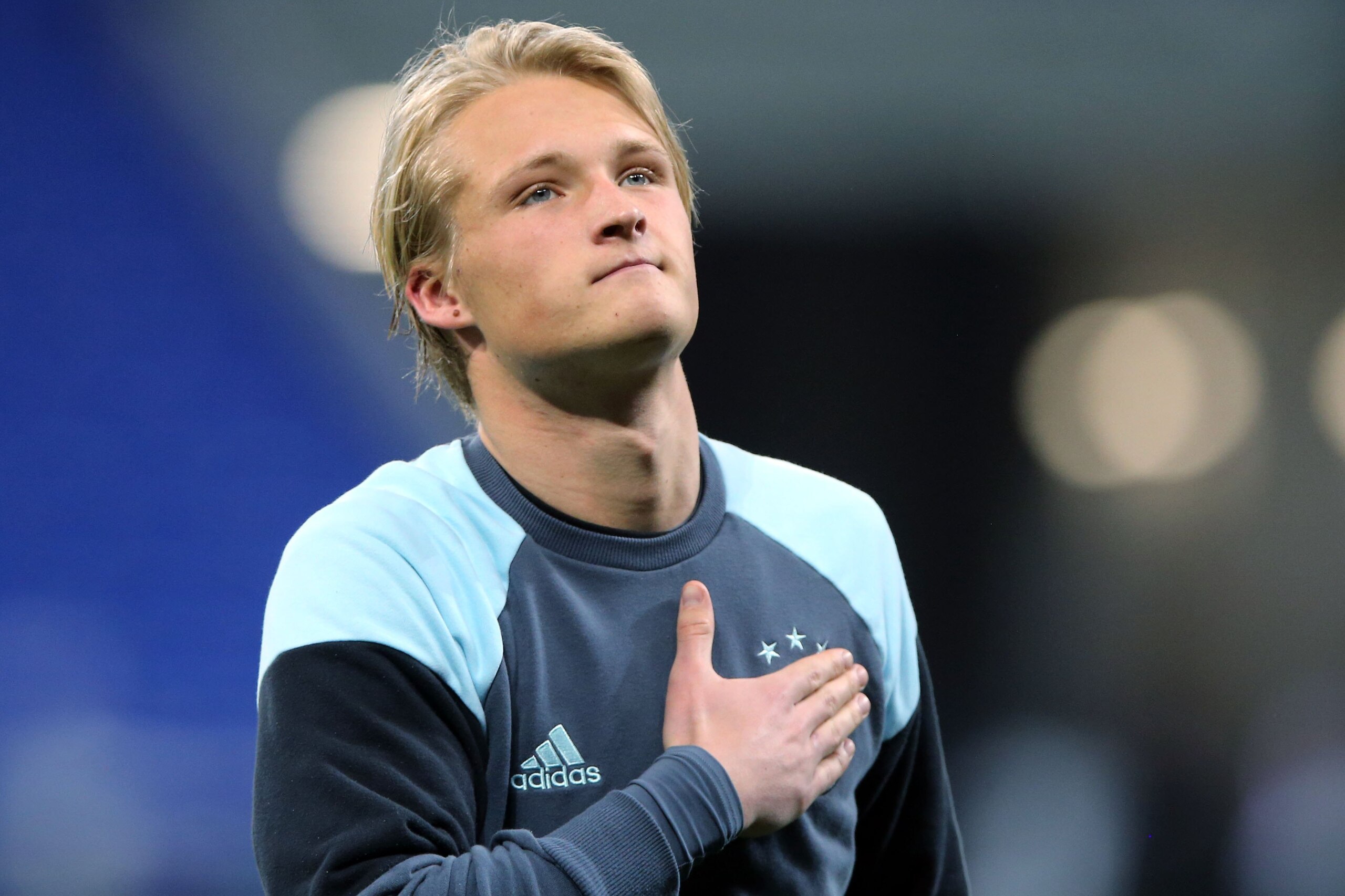 (l-r) Kasper Dolberg of Ajaxduring the UEFA Europa League semi final match between Olympique Lyonnais and Ajax Amsterdam at Stade de Lyon, on May 11, 2017 in Lyon, The Netherlands(Photo by VI Images via Getty Images)