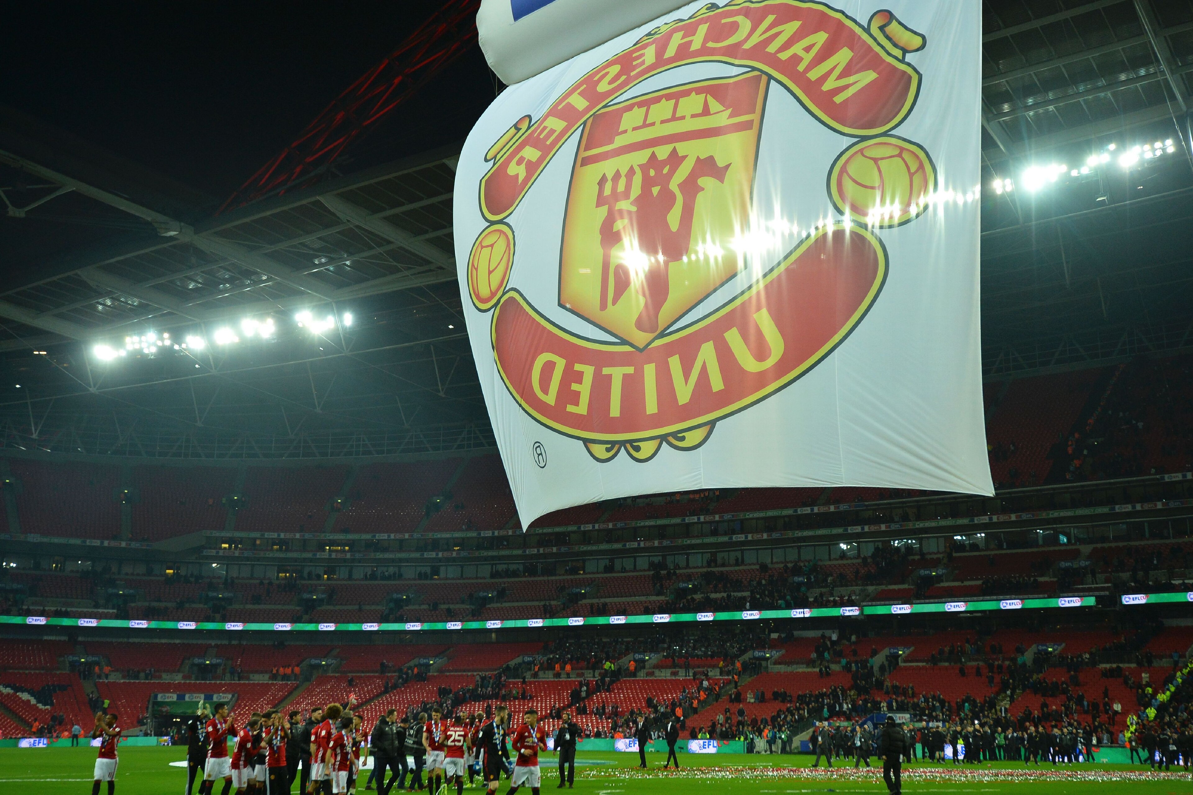 Manchester United's players celebrate on the pitch after their victory in the English League Cup final football match between Manchester United and Southampton at Wembley stadium in north London on February 26, 2017.
Zlatan Ibrahimovic sealed the first ma