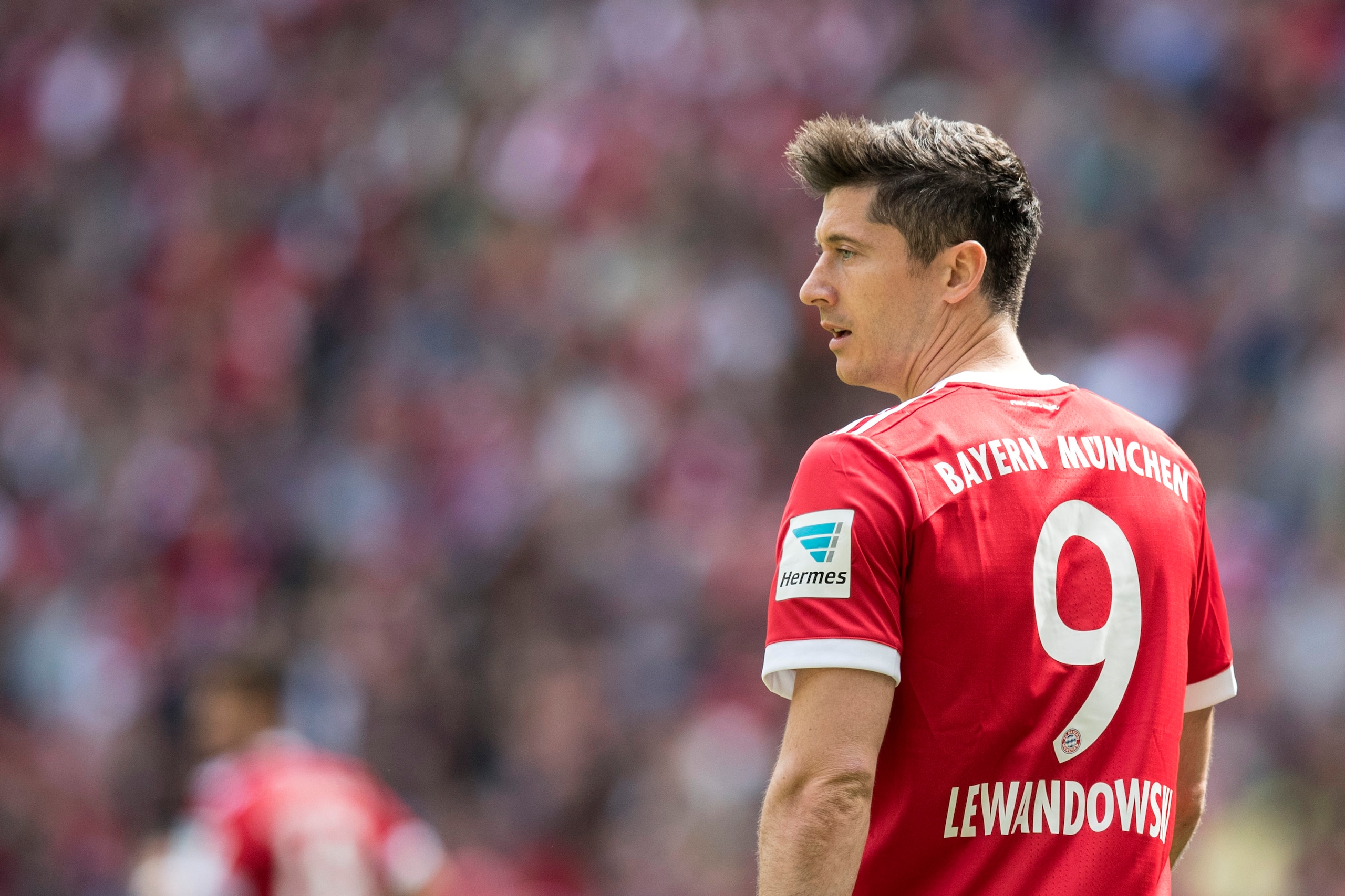 MUNICH, GERMANY - MAY 20:  Robert Lewandowski of FC Bayern Muenchen looks on during the Bundesliga match between Bayern Muenchen and SC Freiburg at Allianz Arena on May 20, 2017 in Munich, Germany.  (Photo by Boris Streubel/Getty Images)