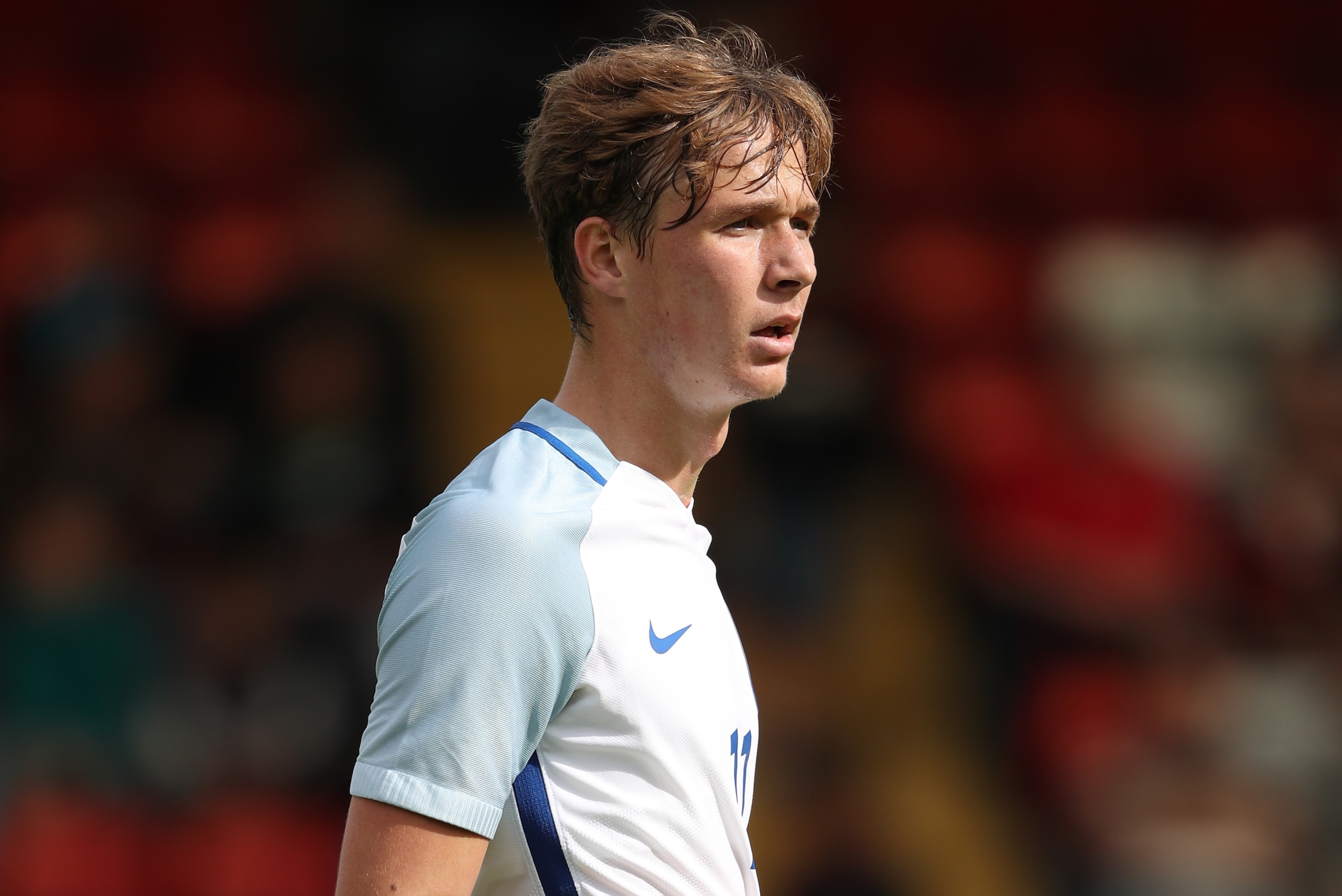 KIDDERMINSTER, ENGLAND - SEPTEMBER 04: Kieran Dowell of England during the International friendly match between England U20 and Brazil U20 at Aggborough Stadium on September 4, 2016 in Kidderminster, England. (Photo by Matthew Ashton - AMA/Getty Images)