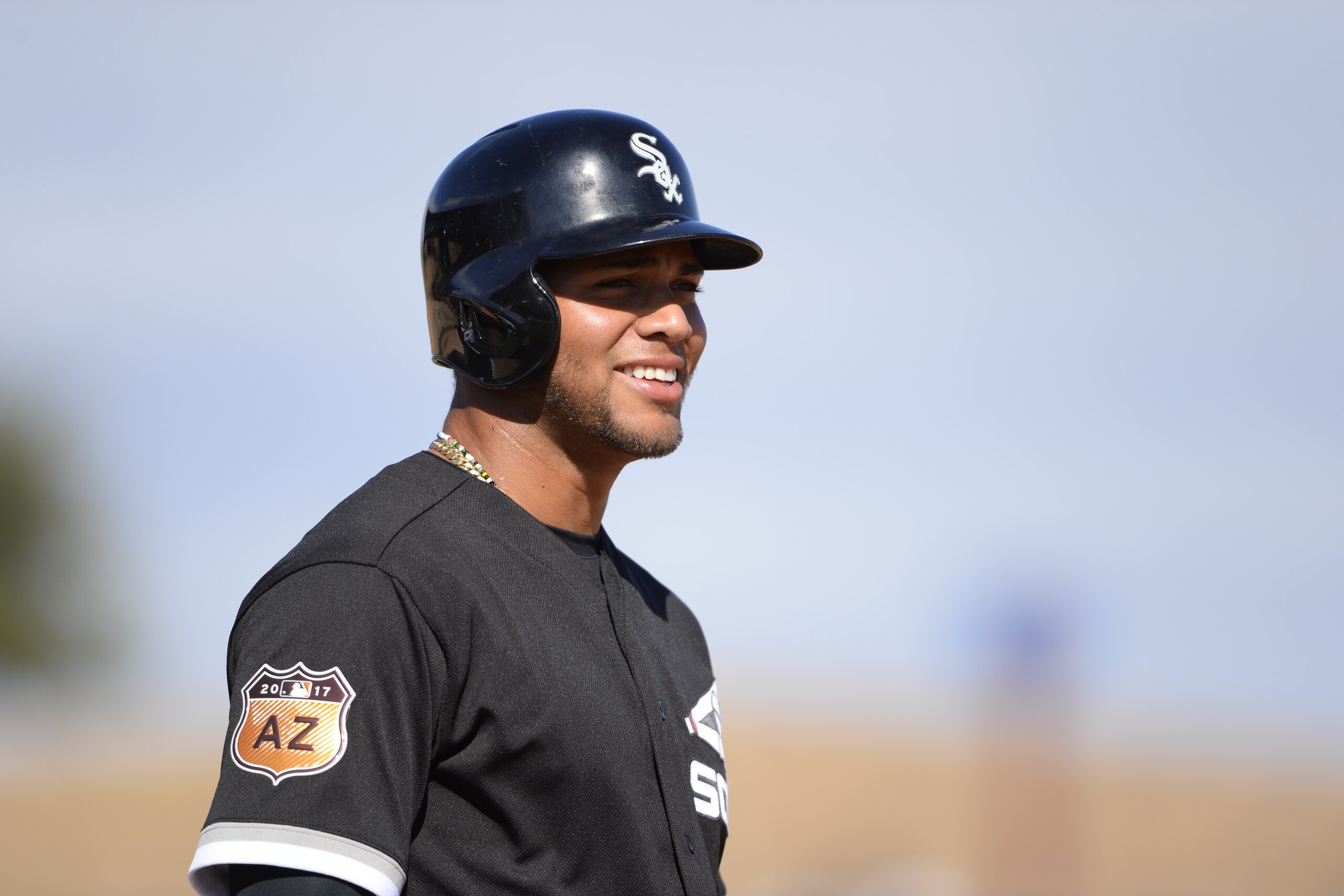 GLENDALE, ARIZONA - FEBRUARY 26:  Yoan Moncada #10 of the Chicago White Sox looks on during a spring training game against the Seattle Mariners on February 26, 2017 at Camelback Ranch in Glendale Arizona.  (Photo by Ron Vesely/MLB Photos via Getty Images)