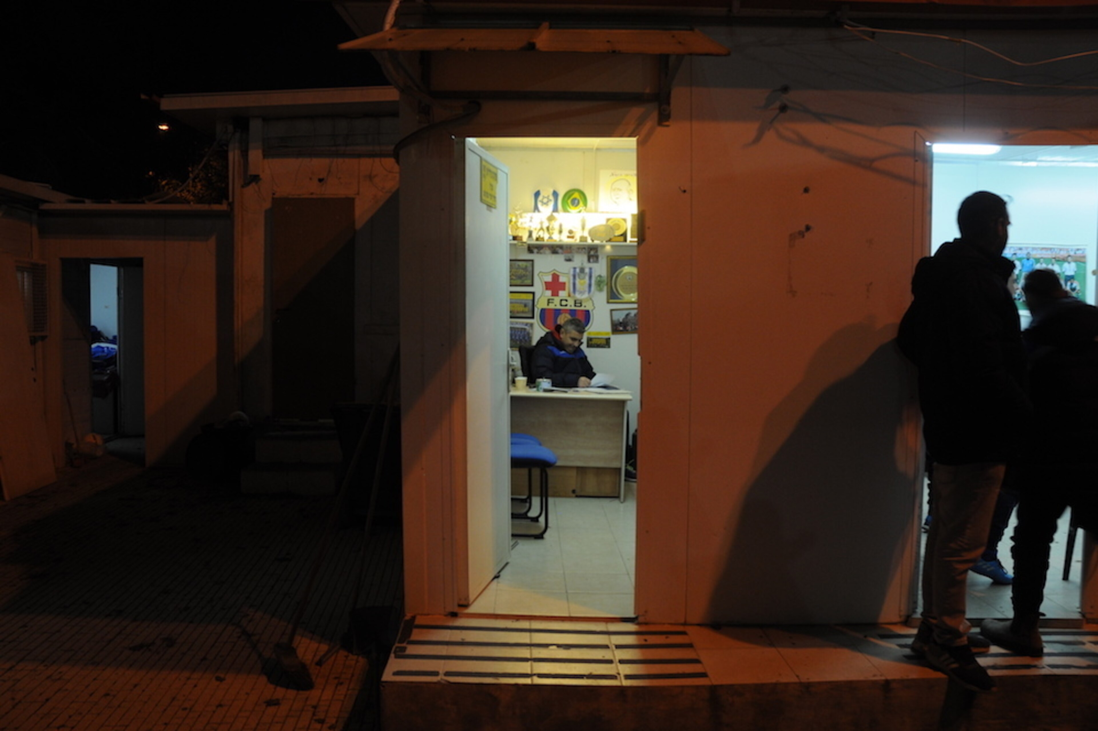 A Beitar Givat Ze'ev coach works in his office