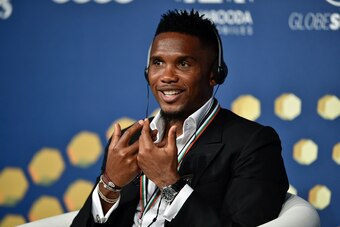 Antalyaspor's Cameroonian striker Samuel Eto'o talks during the Dubai international Sports conference at Madinat Jumeirah in Dubai on December 28, 2016.  / AFP / STRINGER        (Photo credit should read STRINGER/AFP/Getty Images)