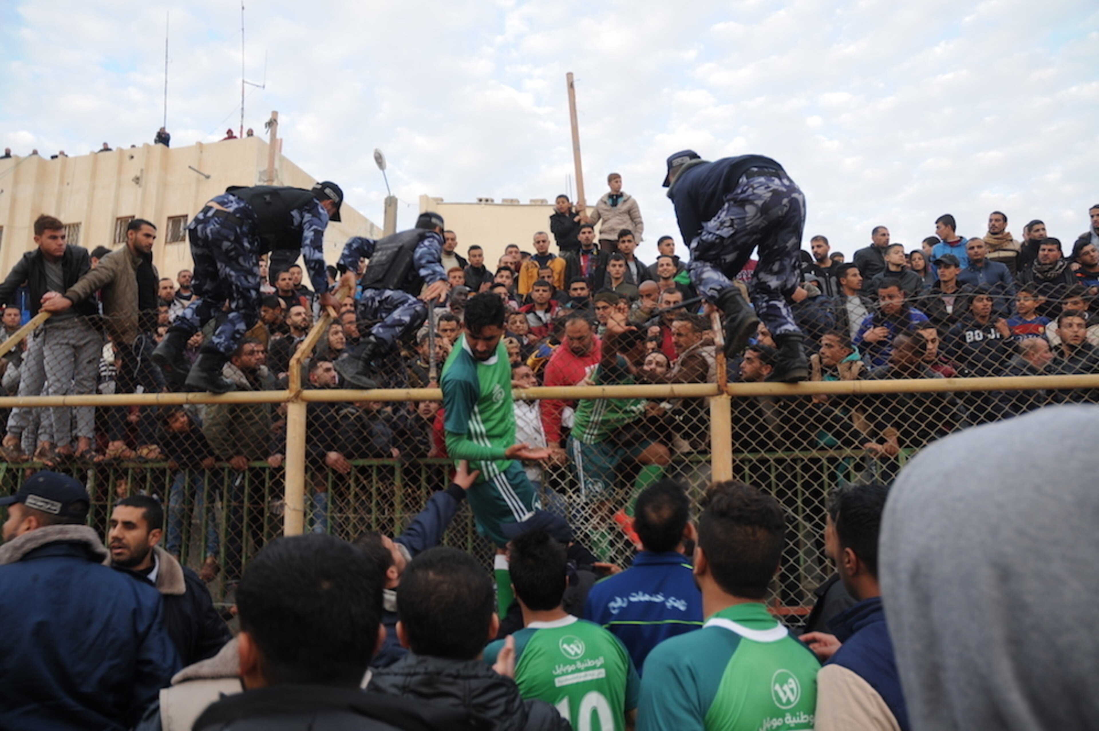 Trouble flares at Gaza Municipal Stadium.