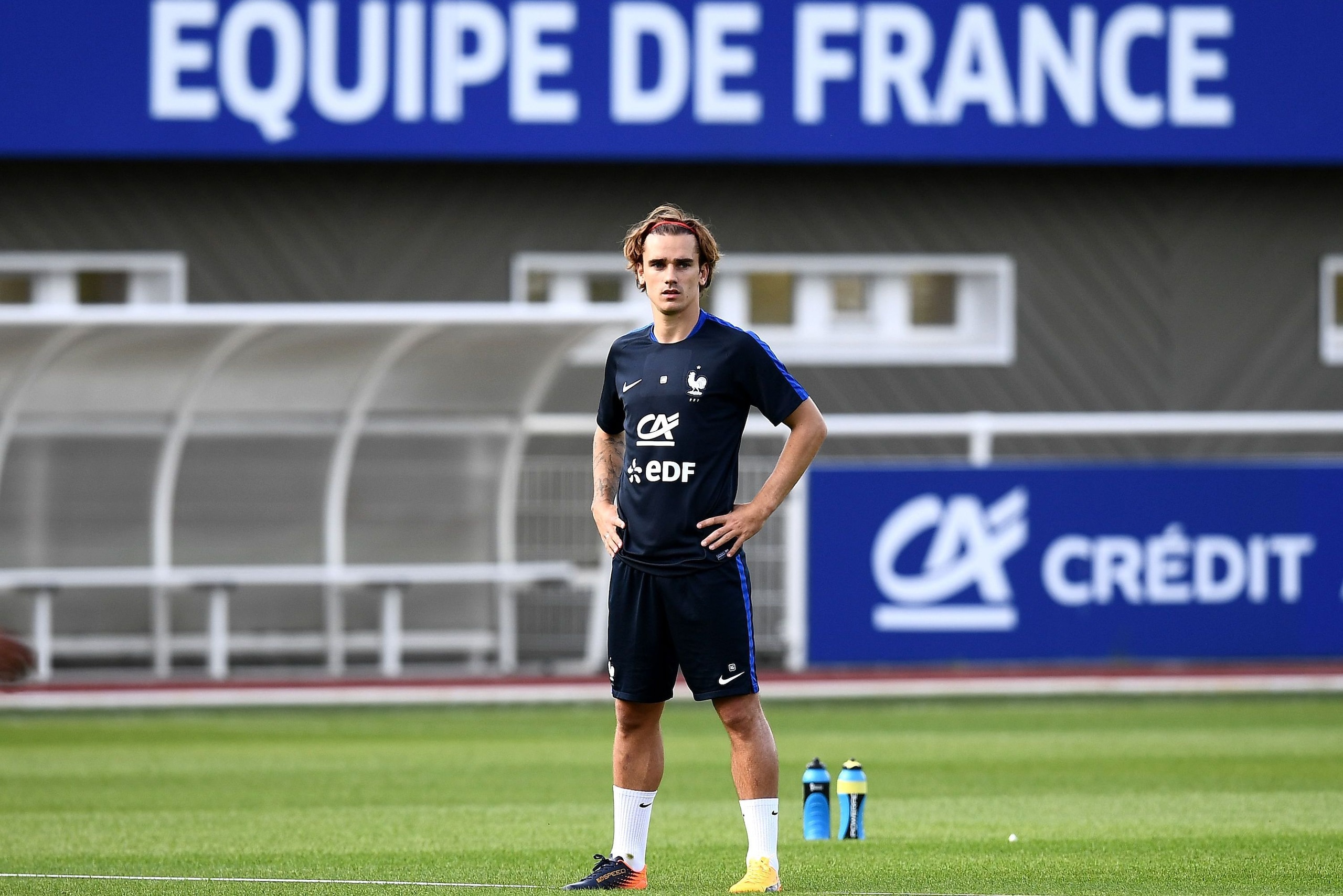 France's forward Antoine Griezmann attends a training session in Clairefontaine-en-Yvelines on May 30, 2017.
Team France prepares for the friendly football match against Paraguay to be held on June 2 and World Cup qualifier against Sweden on June 9. / AFP