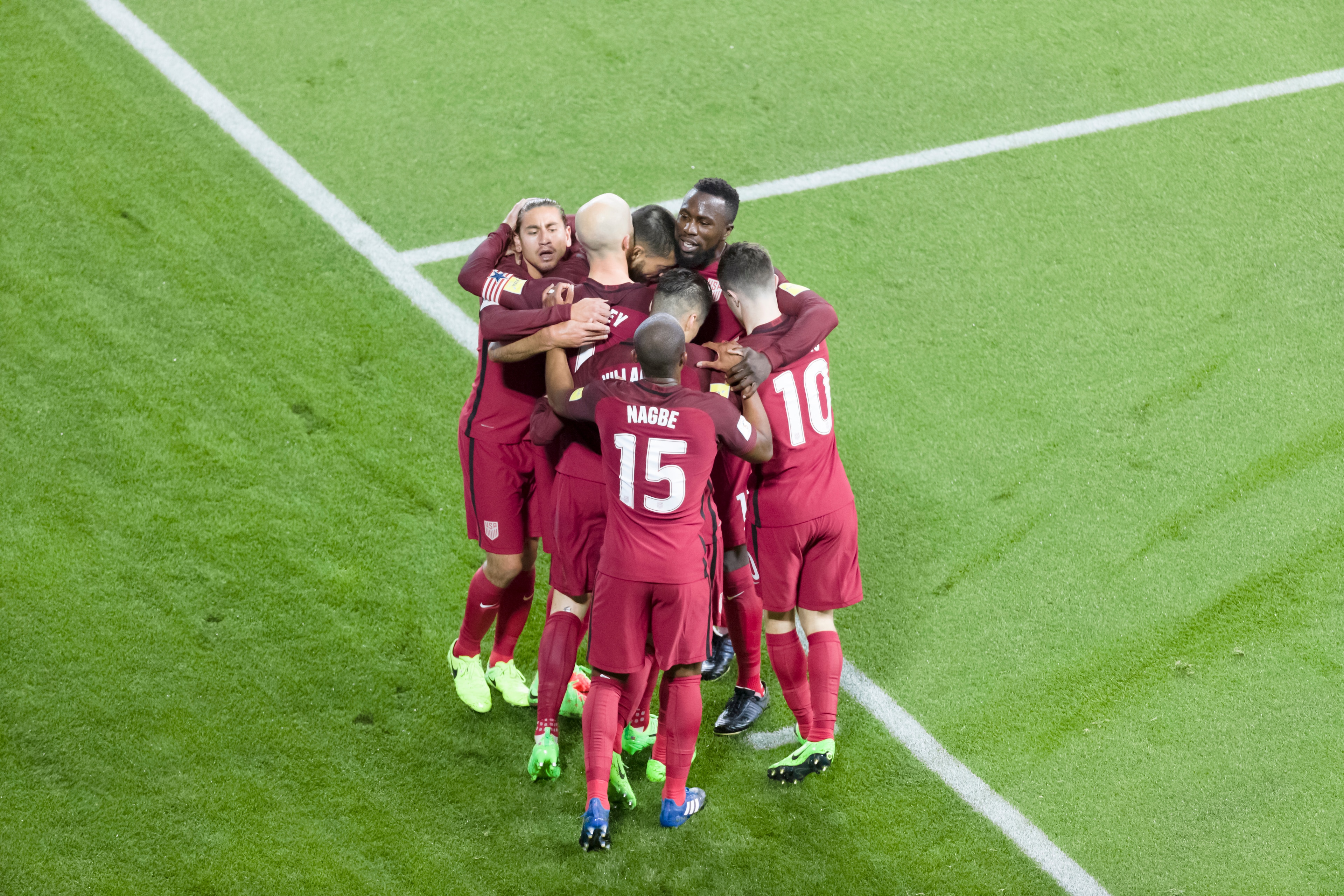 SAN JOSE, CA - MARCH 24:  Michael Bradley #4 of the United States is congratulated by teammates following his goal scored duirng the FIFA 2018 World Cup Qualifier match between the United States and Honduras on March 24, 2017 at Avaya Stadium in San Jose,