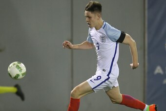 DOHA, QATAR - MARCH 24 :George Hirst of England in action against during the England and Qatar U 18 friendly match at the Aspire pitch on March 24, 2017 in Doha, Qatar. (Photo by AK BijuRaj/Getty Images)