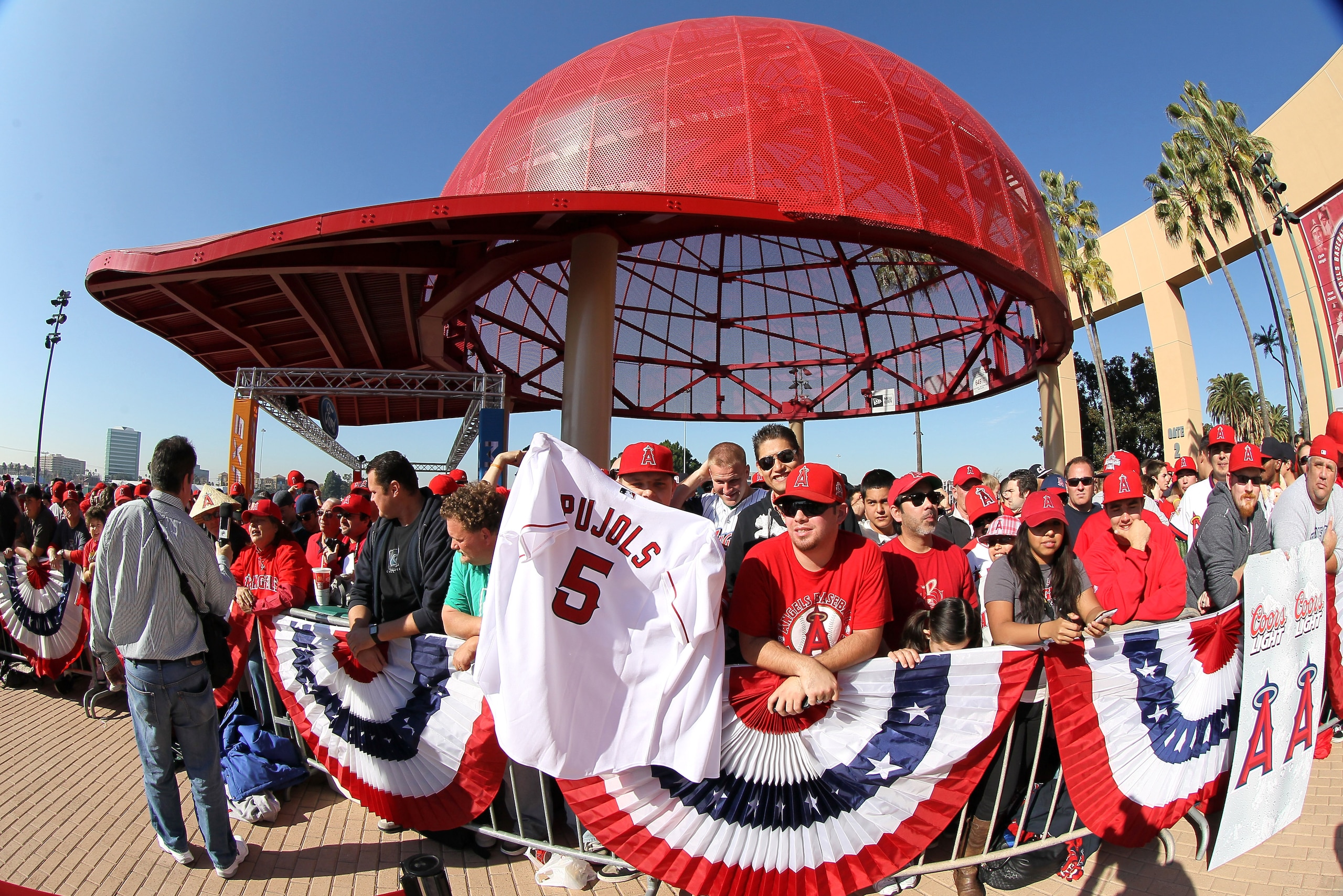 ANAHEIM, CA - DECEMBER 10:  Fans attend a public press conference introducing newly signed Los Angeles Angels of Anaheim  players Albert Pujols and C.J. Wilson at Angel Stadium on December 10, 2011 in Anaheim, California.  (Photo by Stephen Dunn/Getty Ima