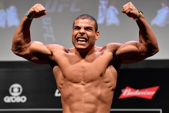 RIO DE JANEIRO, BRAZIL - JUNE 02:  Paulo Borrachinha of Brazil poses on the scale during the UFC 212 weigh-in at Jeunesse Arena on June 2, 2017 in Rio de Janeiro, Brazil. (Photo by Jeff Bottari/Zuffa LLC/Zuffa LLC via Getty Images)