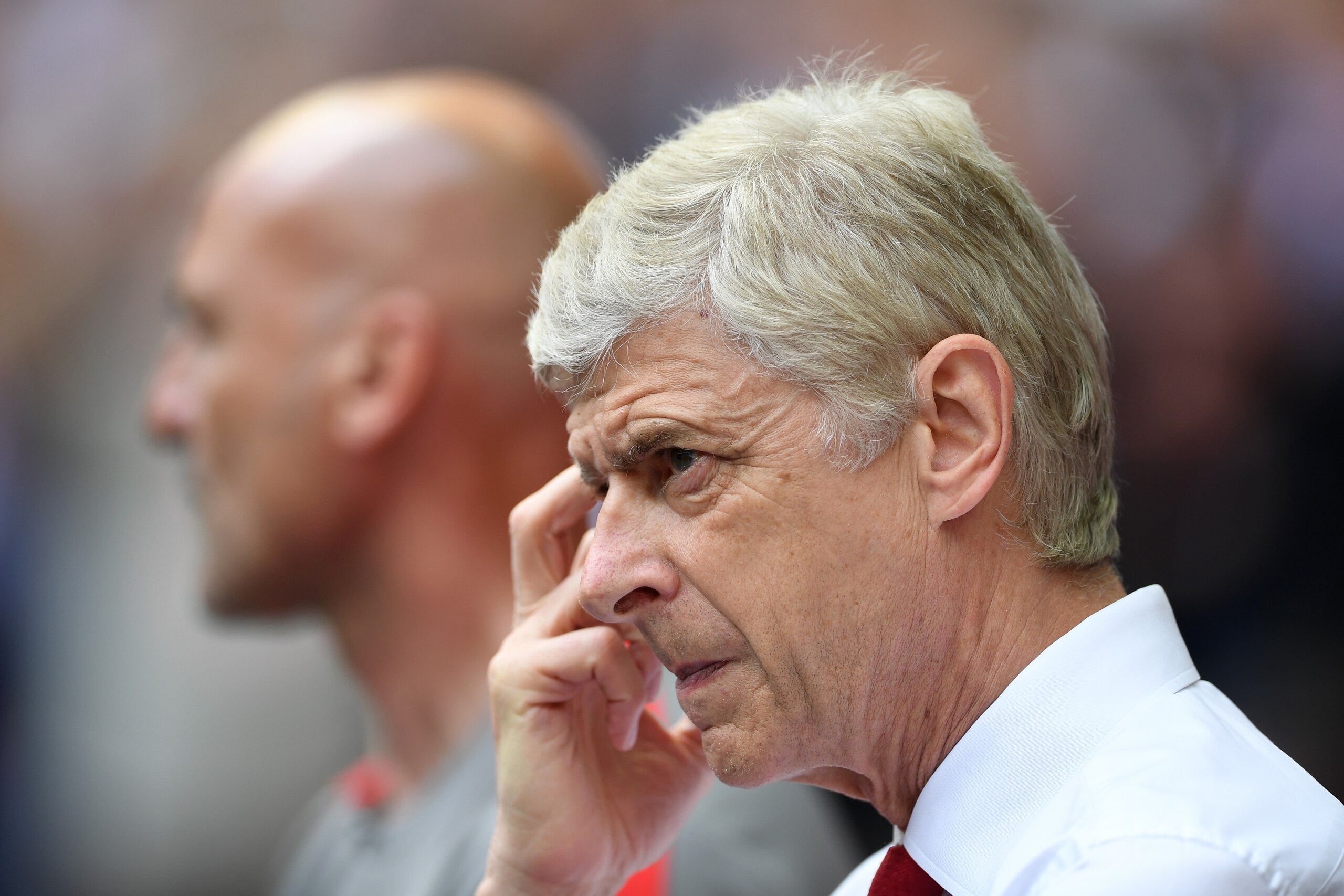 LONDON, ENGLAND - MAY 27:  Arsene Wenger of Arsenal looks on prior to the Emirates FA Cup Final between Arsenal and Chelsea at Wembley Stadium on May 27, 2017 in London, England.  (Photo by Laurence Griffiths/Getty Images)