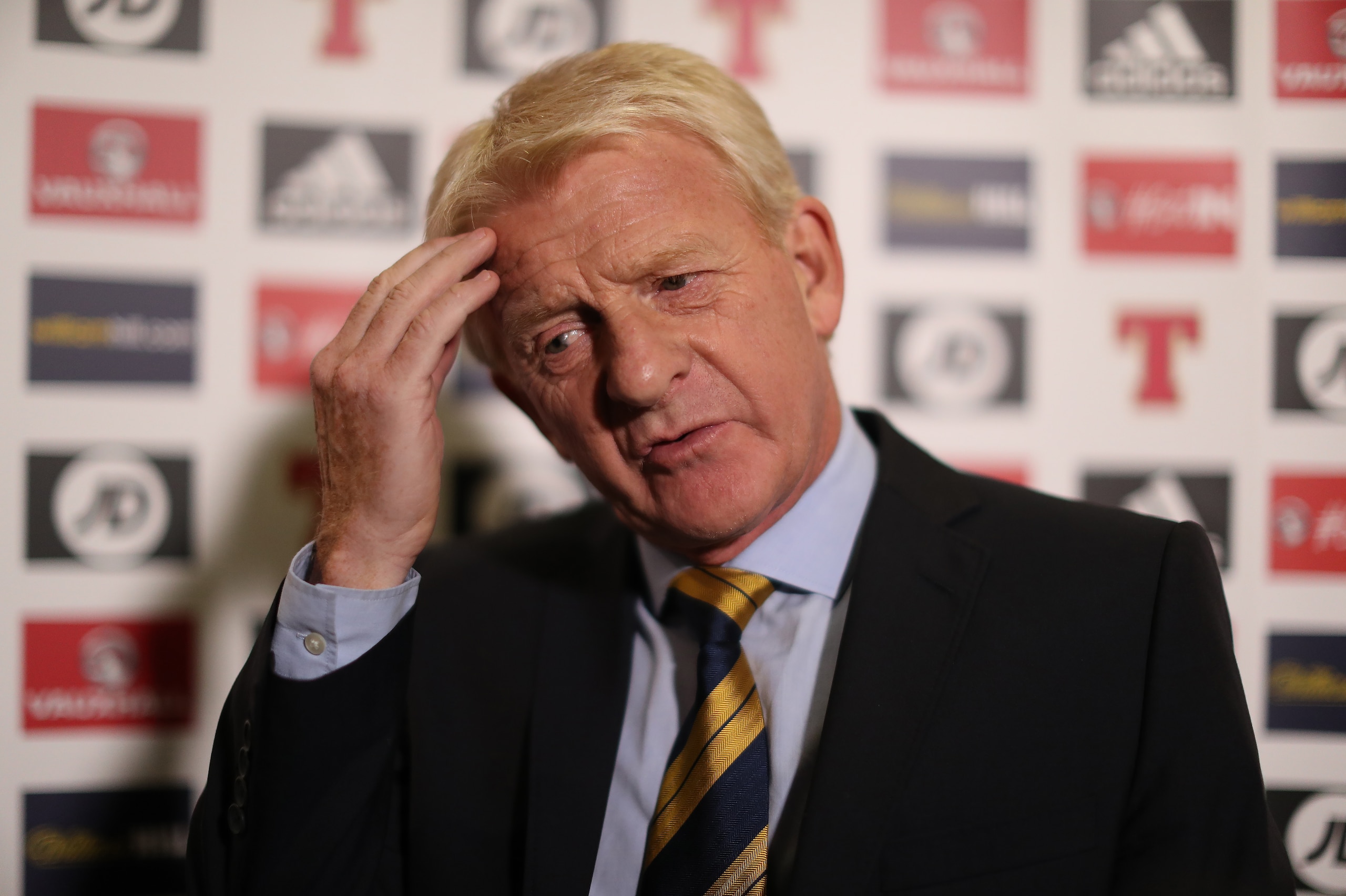 GLASGOW, SCOTLAND - MAY 22: Scotland's National coach, Gordon Strachan names his squad for the forthcoming World Cup Qualifying match against England, at Hampden Park on May 22, 2017 in Glasgow, Scotland. (Photo by Ian MacNicol/Getty Images)