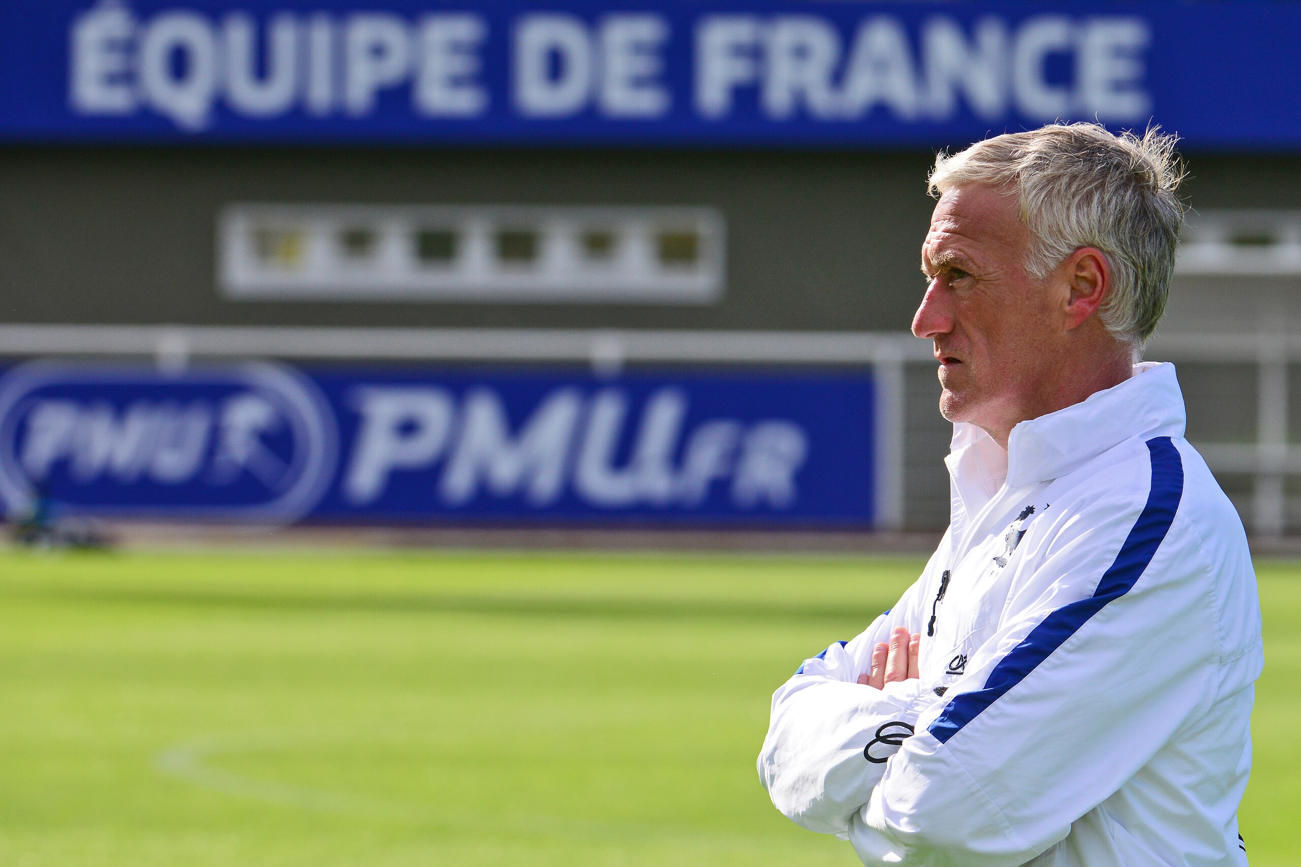 CLAIREFONTAINE, FRANCE - JUNE 06:  French Football Team head coach Didier Deschamps during the training session on June 6, 2017 in Clairefontaine, France.  The training session comes before the upcoming qualifying match against Sweden next Friday for the 