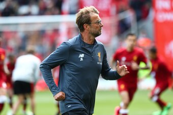 LIVERPOOL, ENGLAND - MAY 21: Jurgen Klopp manager / head coach of Liverpool during the Premier League match between Liverpool and Middlesbrough at Anfield on May 21, 2017 in Liverpool, England. (Photo by Robbie Jay Barratt - AMA/Getty Images)