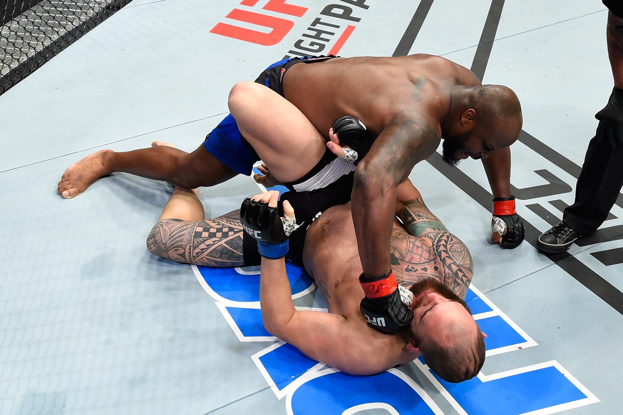 HALIFAX, NS - FEBRUARY 19: (L-R) Derrick Lewis punches Travis Browne in their heavyweight fight during the UFC Fight Night event inside the Scotiabank Centre on February 19, 2017 in Halifax, Nova Scotia, Canada. (Photo by Josh Hedges/Zuffa LLC/Zuffa LLC HALIFAX, NS - FEBRUARY 19: (L-R) Derrick Lewis punches Travis Browne in their heavyweight fight during the UFC Fight Night event inside the Scotiabank Centre on February 19, 2017 in Halifax, Nova Scotia, Canada. (Photo by Josh Hedges/Zuffa LLC/Zuffa LLC