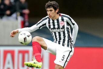 FRANKFURT AM MAIN, GERMANY - FEBRUARY 18: Jesús Vallejo of Frankfurt controls the ball during the Bundesliga match between Eintracht Frankfurt and FC Ingolstadt 04 at Commerzbank-Arena on February 18, 2017 in Frankfurt am Main, Germany. (Photo by TF-Image