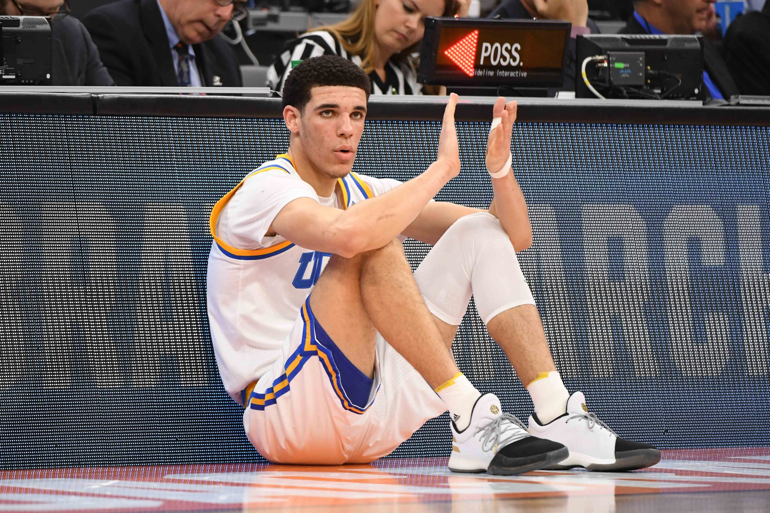 March 17, 2017; Sacramento, CA, USA; UCLA Bruins guard Lonzo Ball (2) during the first half in the first round of the 2017 NCAA Tournament against the Kent State Golden Flashes at Golden 1 Center. Mandatory Credit: Kyle Terada-USA TODAY Sports