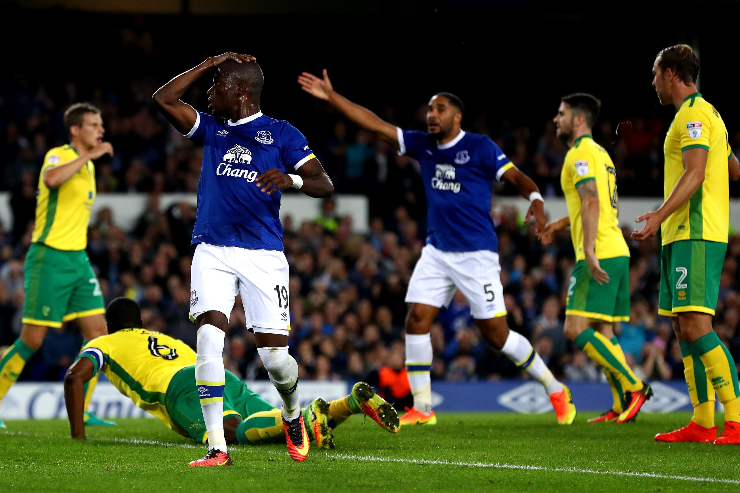 LIVERPOOL, ENGLAND - SEPTEMBER 20:  Enner Valencia of Everton looks on after missing a chance during the EFL Cup Third Round match between Everton and Norwich City at Goodison Park on September 20, 2016 in Liverpool, England.  (Photo by Matthew Lewis/Gett
