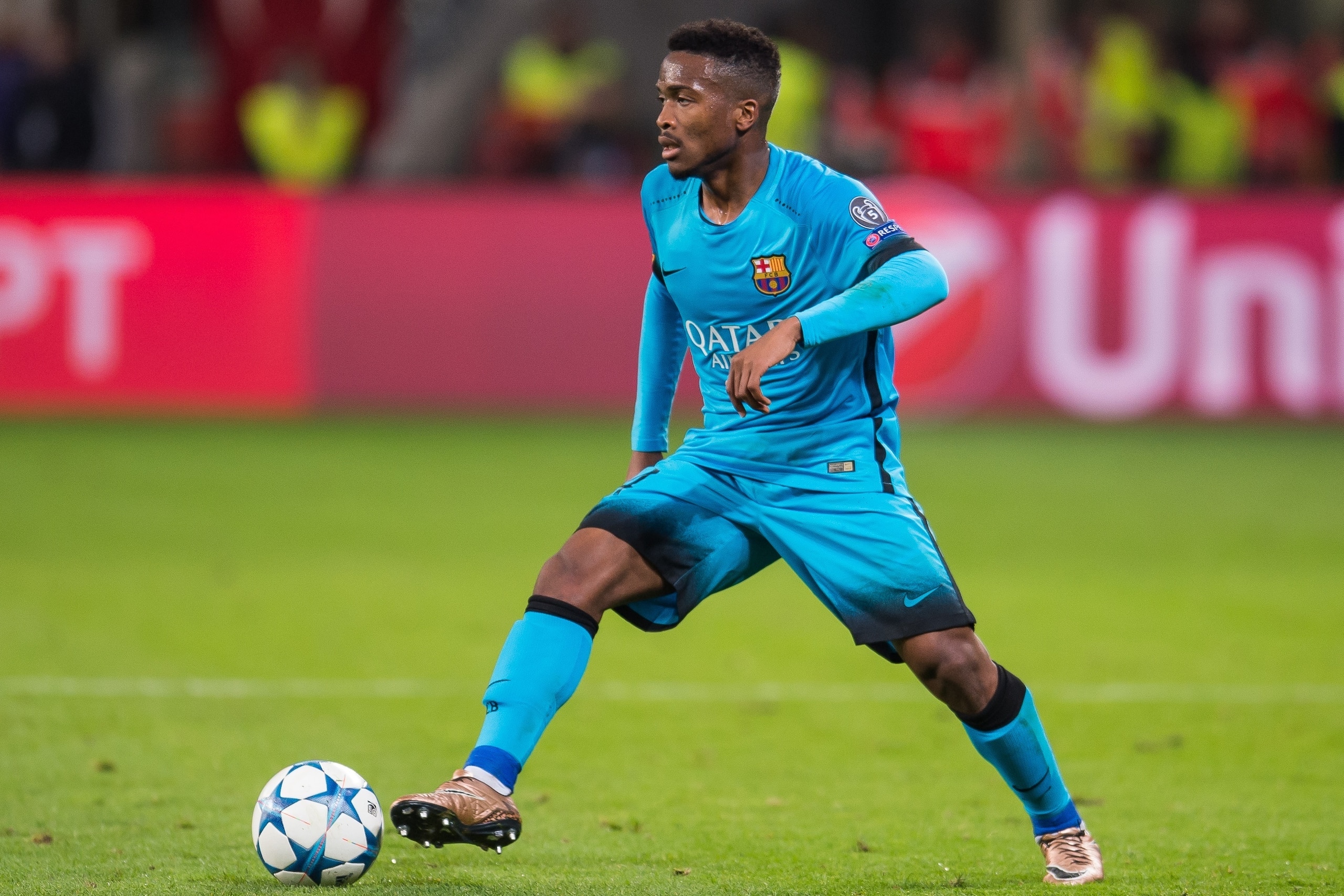 Wilfrid Kaptoum of FC Barcelona during the UEFA Champions League match between Bayer 04 Leverkusen and FC Barcelona on December 9, 2015 at the BayArena in Leverkusen, Germany.(Photo by VI Images via Getty Images)