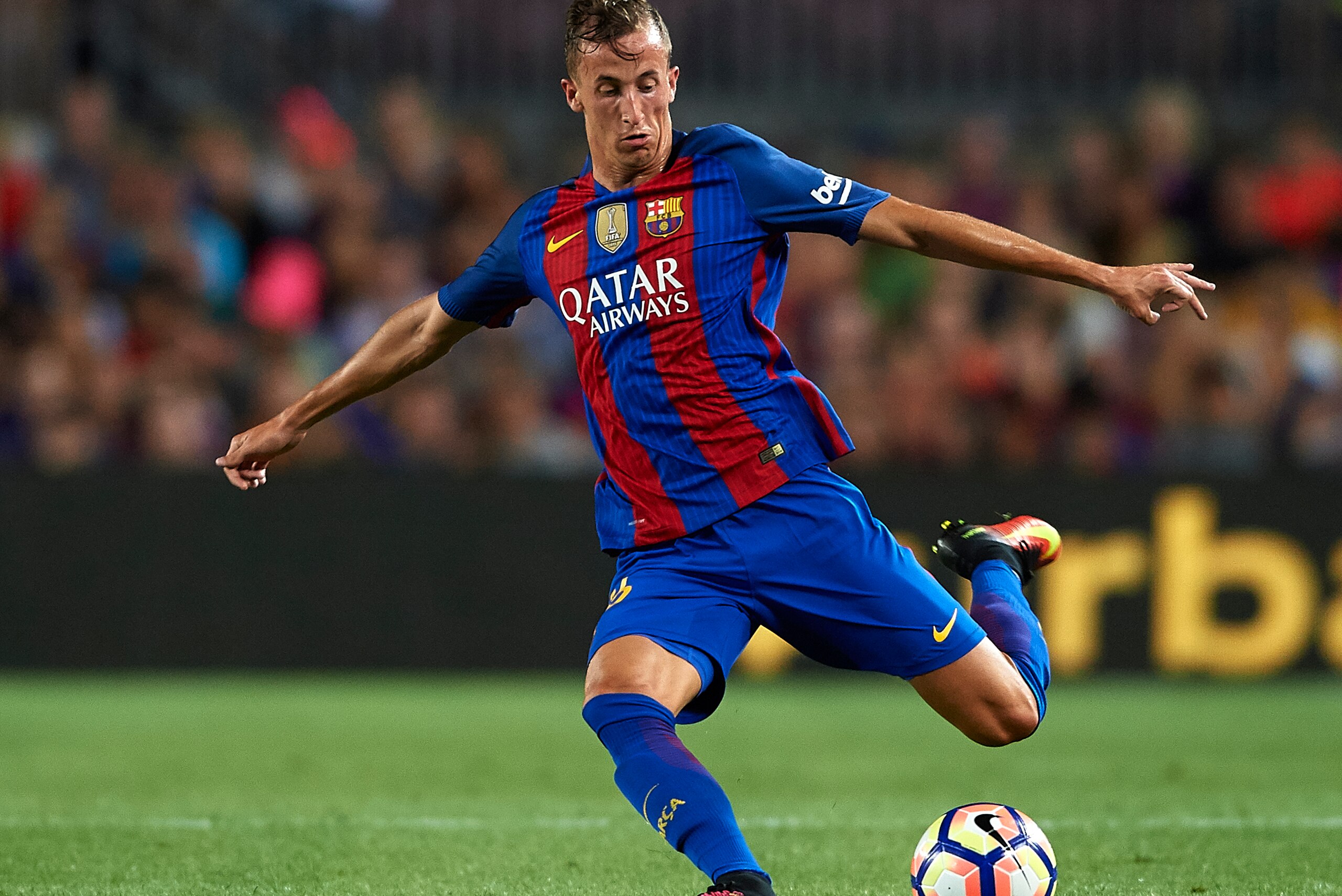 BARCELONA, SPAIN - AUGUST 10:  Juan Camara of FC Barcelona in action during the Joan Gamper trophy match between FC Barcelona and UC Sampdoria at Camp Nou on August 10, 2016 in Barcelona, Spain.  (Photo by Manuel Queimadelos Alonso/Getty Images)