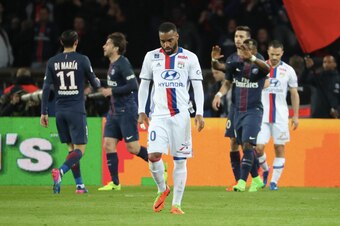 PARIS, FRANCE - MARCH 19: Alexandre Lacazette of Lyon is disapointed after the second goal of PSG during the French Ligue 1 match between Paris Saint Germain and Lyon OL at Parc des Princes on March 19, 2017 in Paris, France. (Photo by Xavier Laine/Getty 