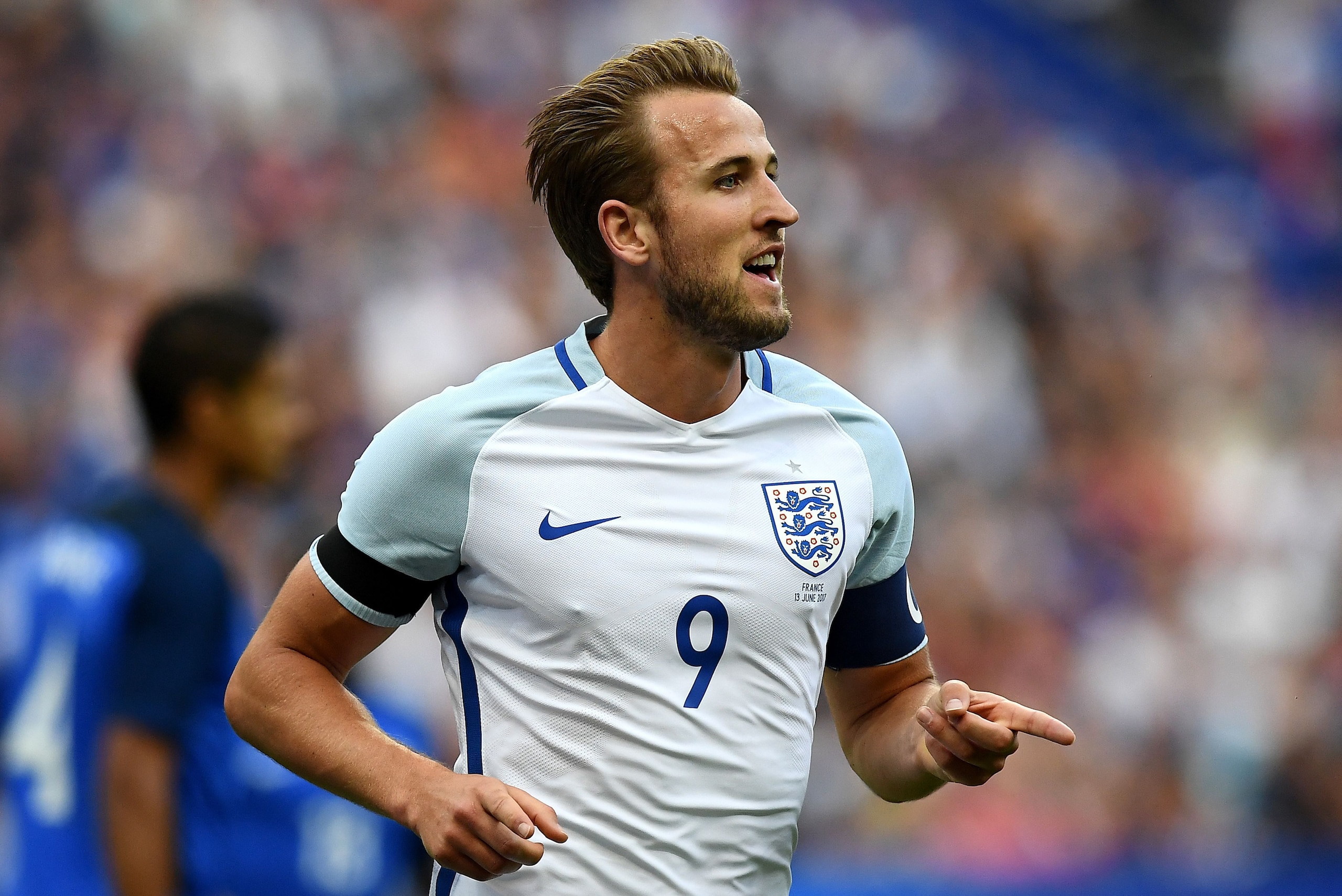 England's forward Harry Kane celebrates after scoring during the international friendly football match between France and England at The Stade de France Stadium in Saint-Denis near Paris on June 13, 2017. / AFP PHOTO / FRANCK FIFE ( England's forward Harry Kane celebrates after scoring during the international friendly football match between France and England at The Stade de France Stadium in Saint-Denis near Paris on June 13, 2017. / AFP PHOTO / FRANCK FIFE (