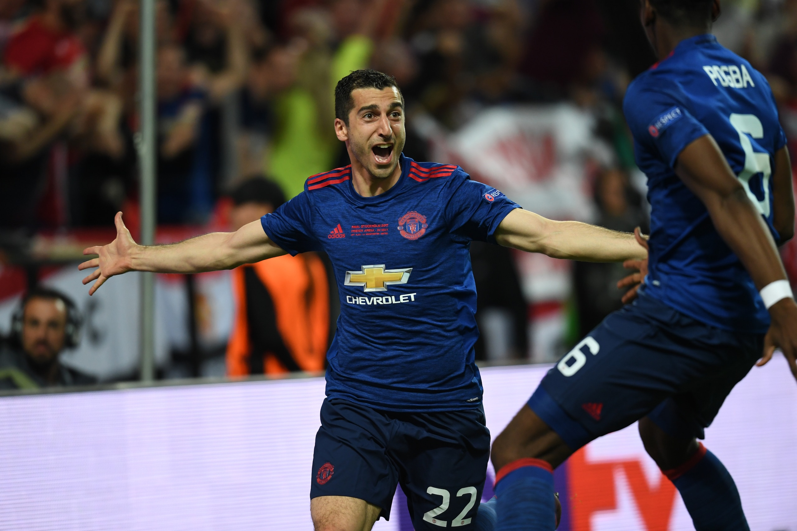 STOCKHOLM, SWEDEN - MAY 24: Henrikh Mkhitaryan of Manchester United celebrates scoring his side's second goal during the UEFA Europa League final match between Ajax and Manchester United at Friends Arena on May 24, 2017 in Stockholm, Sweden. (Photo by Ets STOCKHOLM, SWEDEN - MAY 24: Henrikh Mkhitaryan of Manchester United celebrates scoring his side's second goal during the UEFA Europa League final match between Ajax and Manchester United at Friends Arena on May 24, 2017 in Stockholm, Sweden. (Photo by Ets