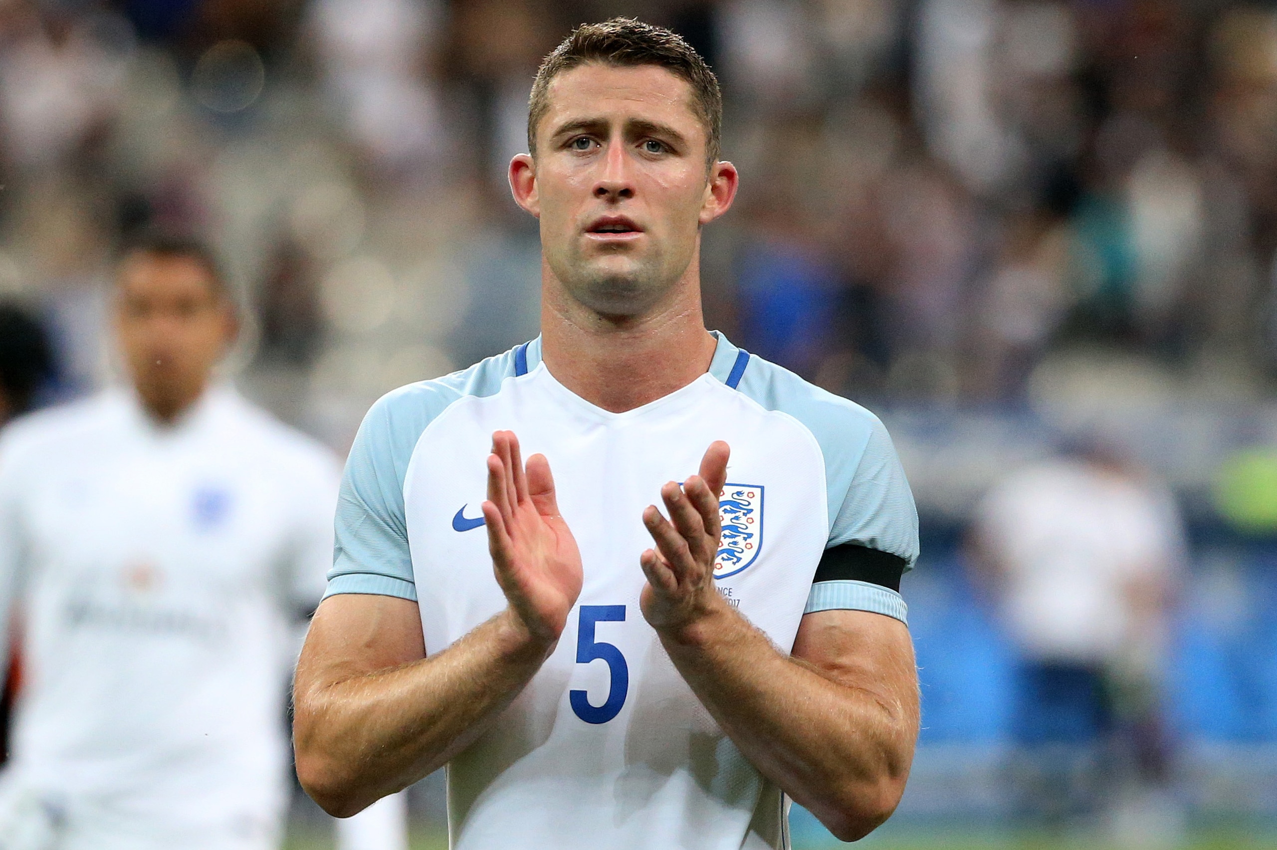 PARIS, FRANCE - JUNE 13: Gary Cahill of England greets the fans following the international friendly match between France and England at Stade de France on June 13, 2017 in Saint-Denis near Paris, France. (Photo by Jean Catuffe/Getty Images)
