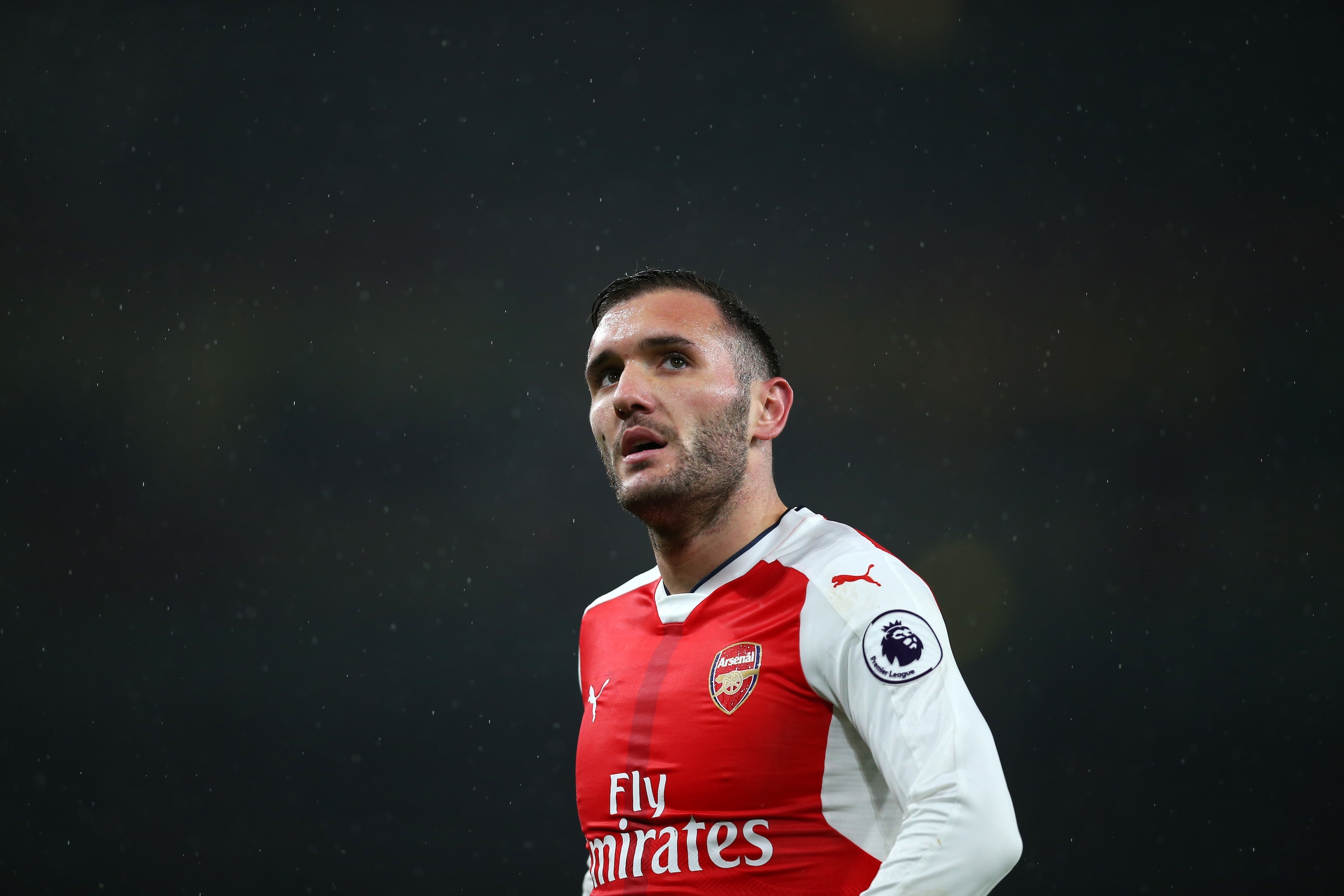 LONDON, ENGLAND - JANUARY 31: Lucas Perez of Arsenal during the Premier League match between Arsenal and Watford at Emirates Stadium on January 31, 2017 in London, England. (Photo by Catherine Ivill - AMA/Getty Images)