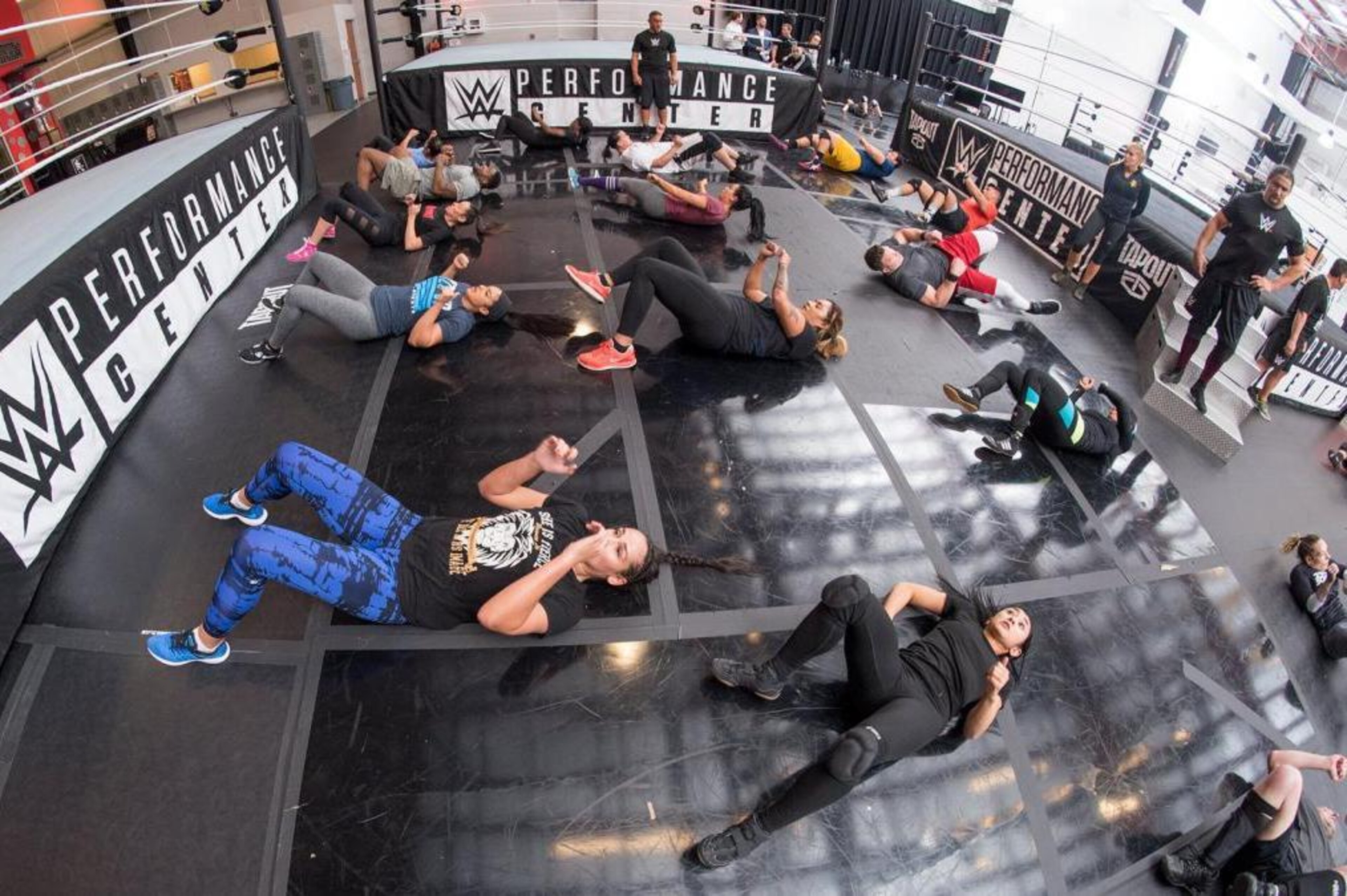 Potential WWE prospects during the February tryout.